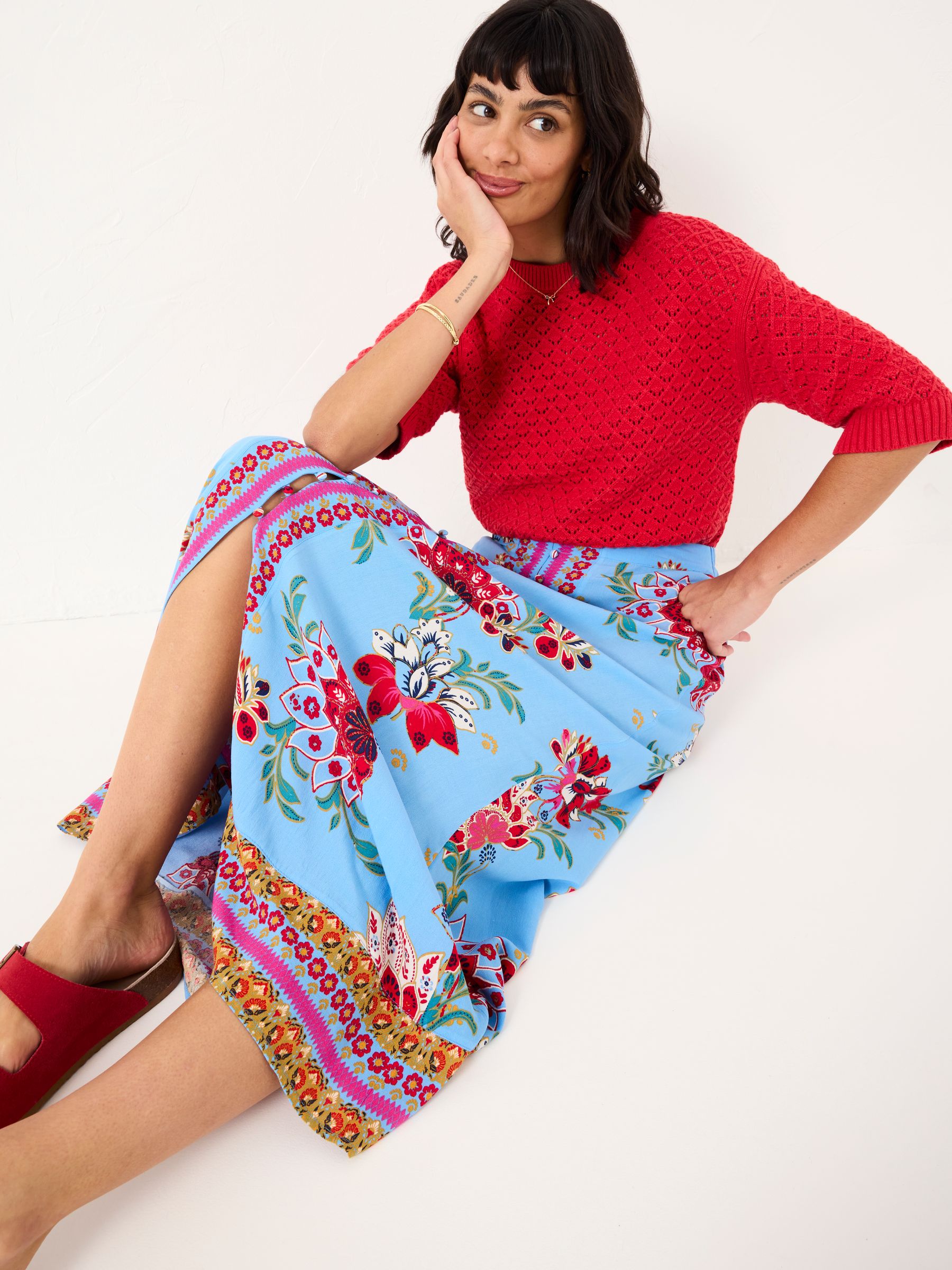 Bright Blue Arabella Midi Skirt - Image 5 of 6