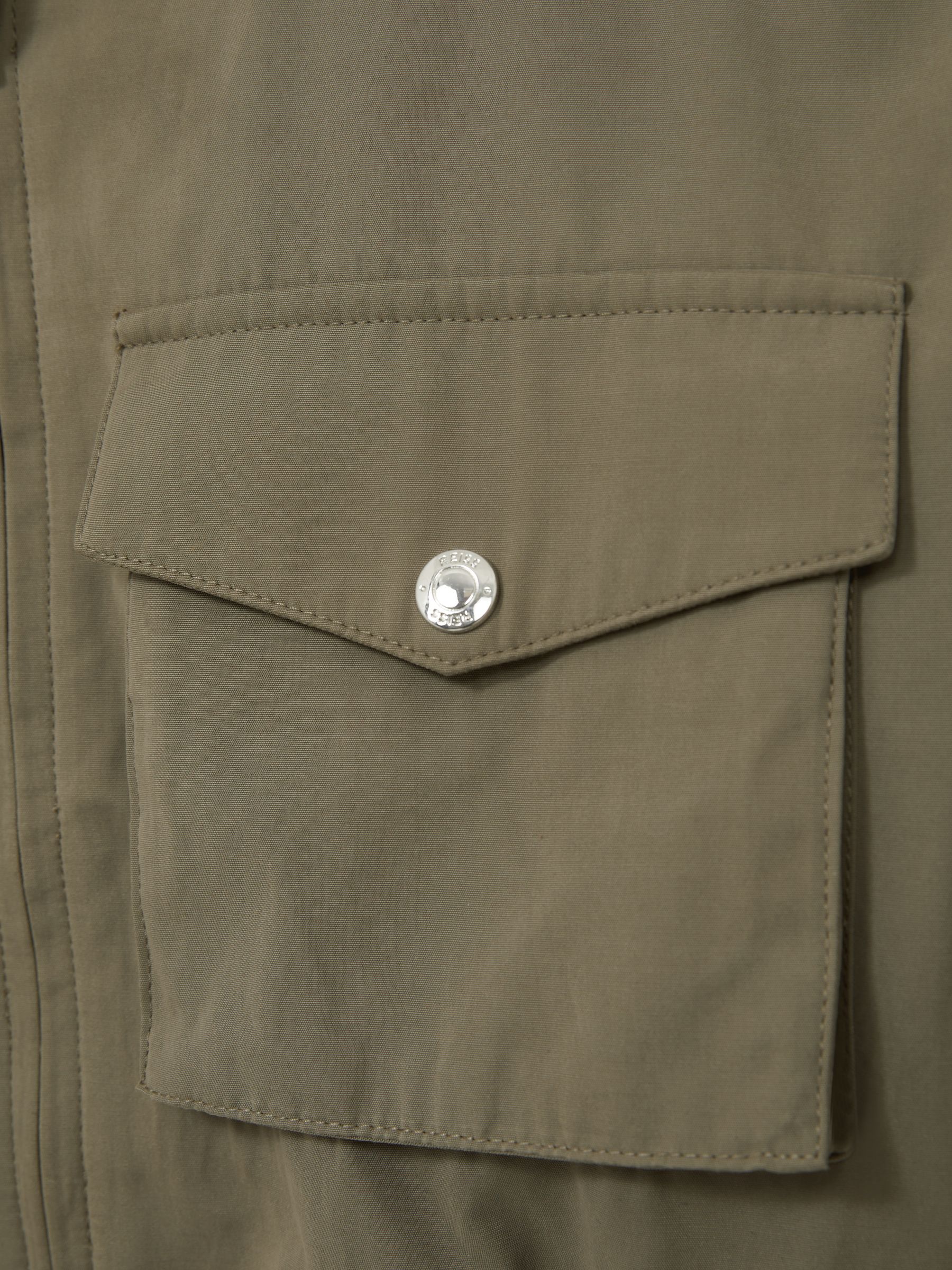 13-14 yrs Hooded Utility Bomber Jacket in Khaki - Image 4 of 4