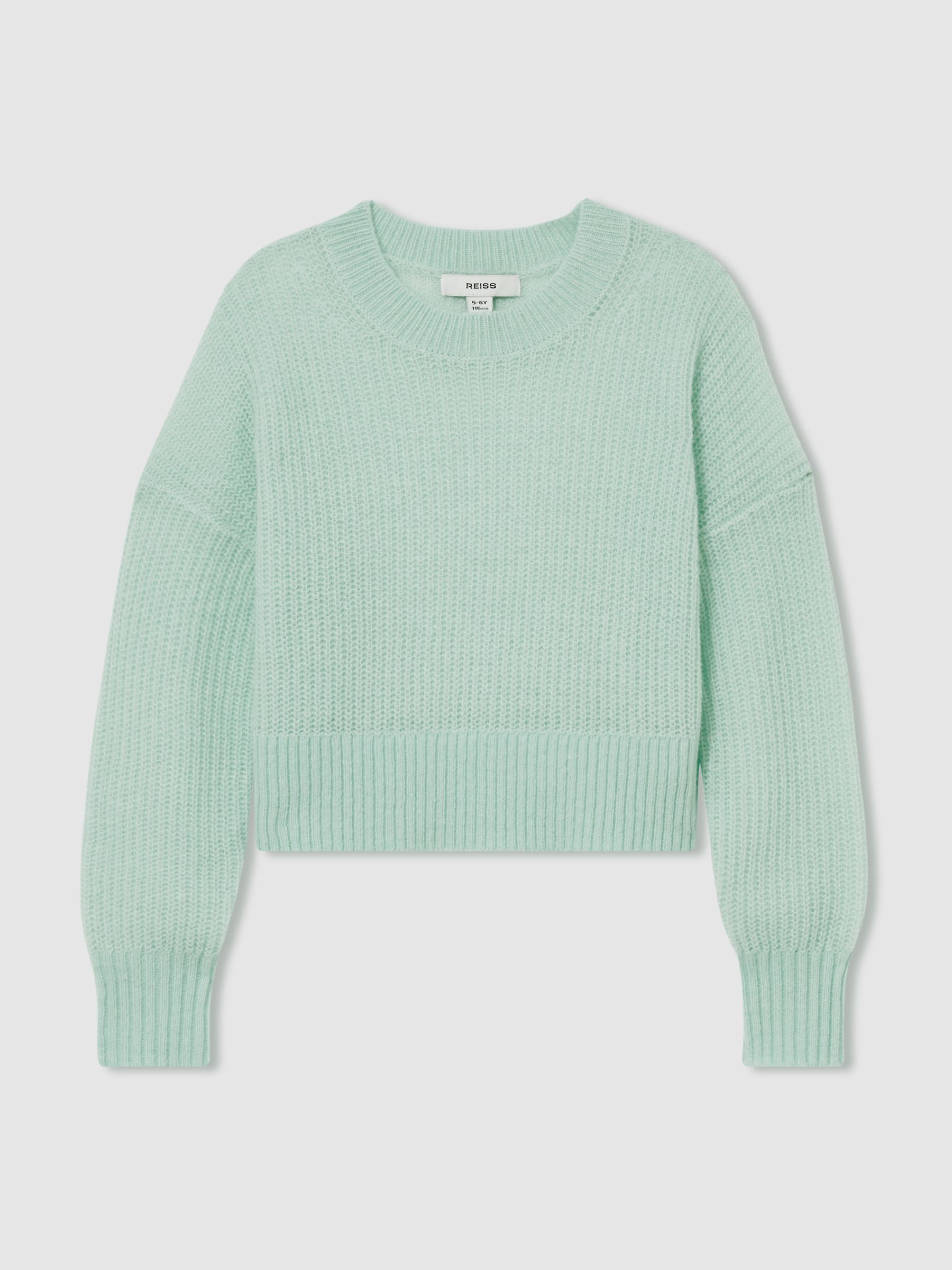 9-13 yrs Rib-Knit Jumper With Wool and Alpaca in Aqua - Image 2 of 4