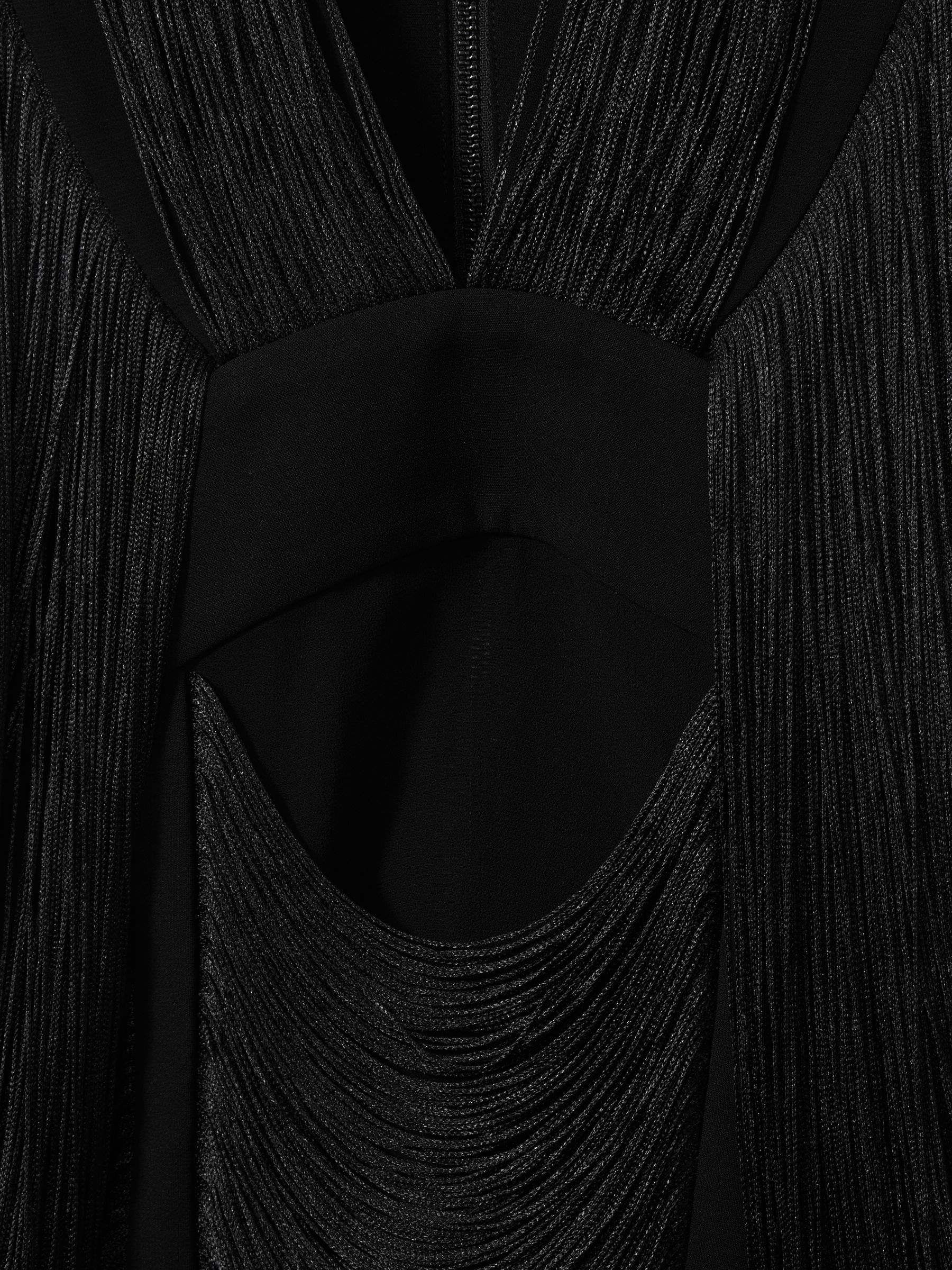 Atelier Draped Fringe Deep-V Top in Black - Image 6 of 6