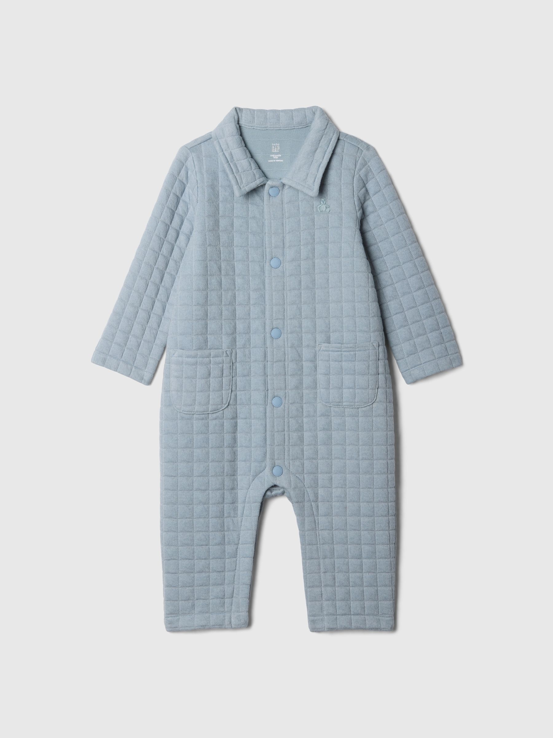 Blue Quilted Brannan Bear Jacquard One-Piece (Newborn-24mths) - Image 1 of 3