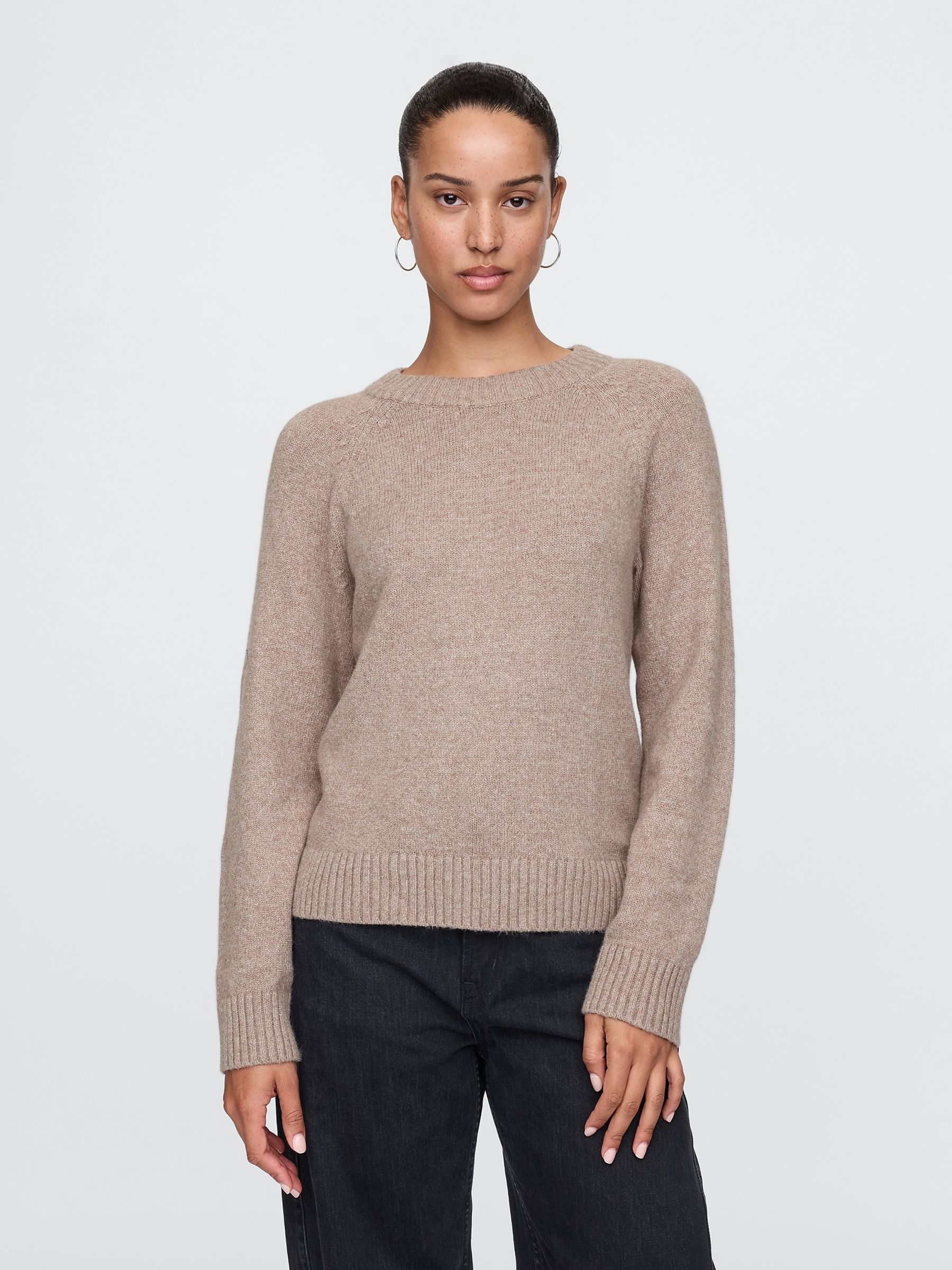 Light Brown CashSoft Textured Crew Neck Jumper - Image 1 of 5