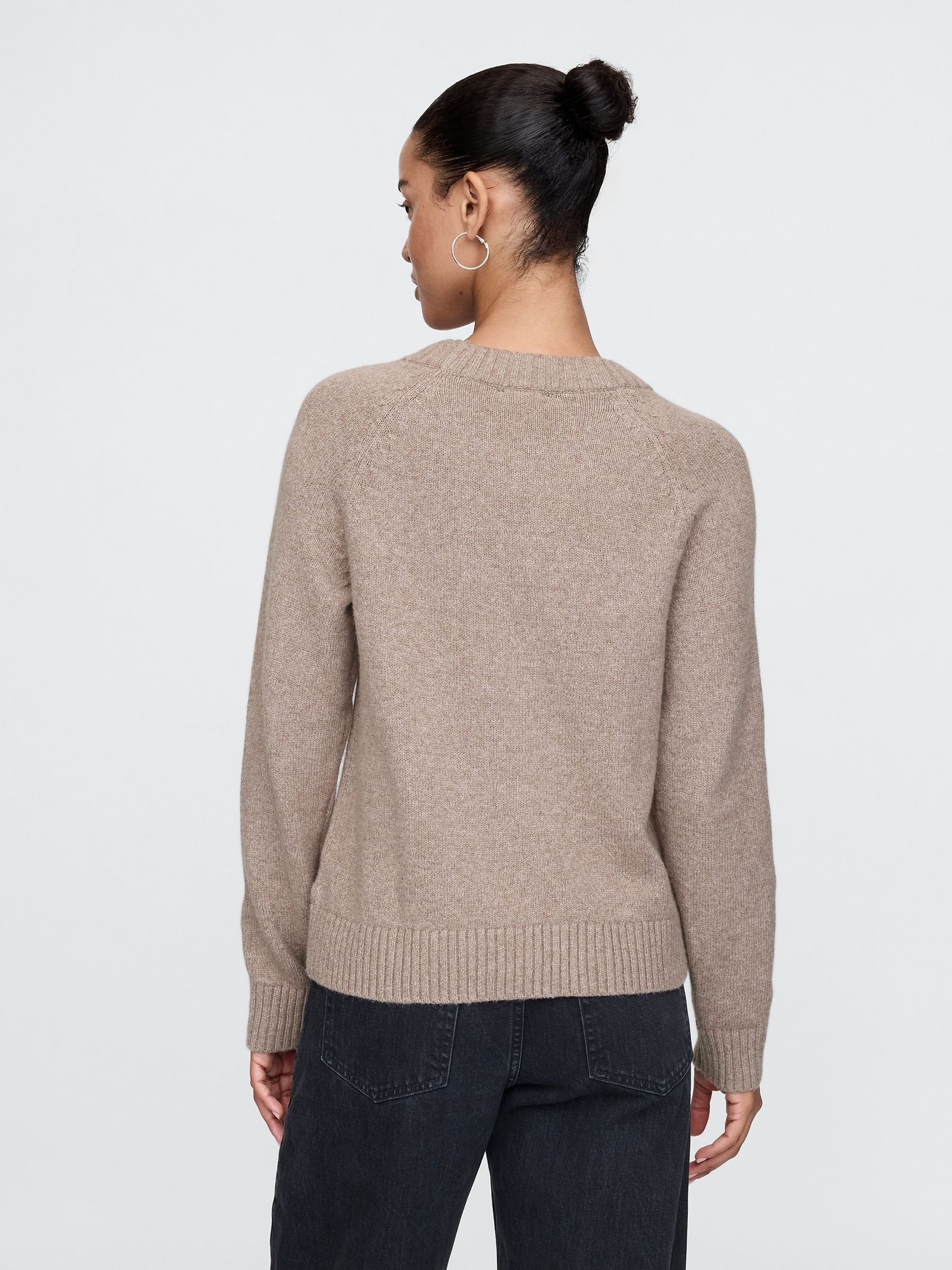 Light Brown CashSoft Textured Crew Neck Jumper - Image 2 of 5