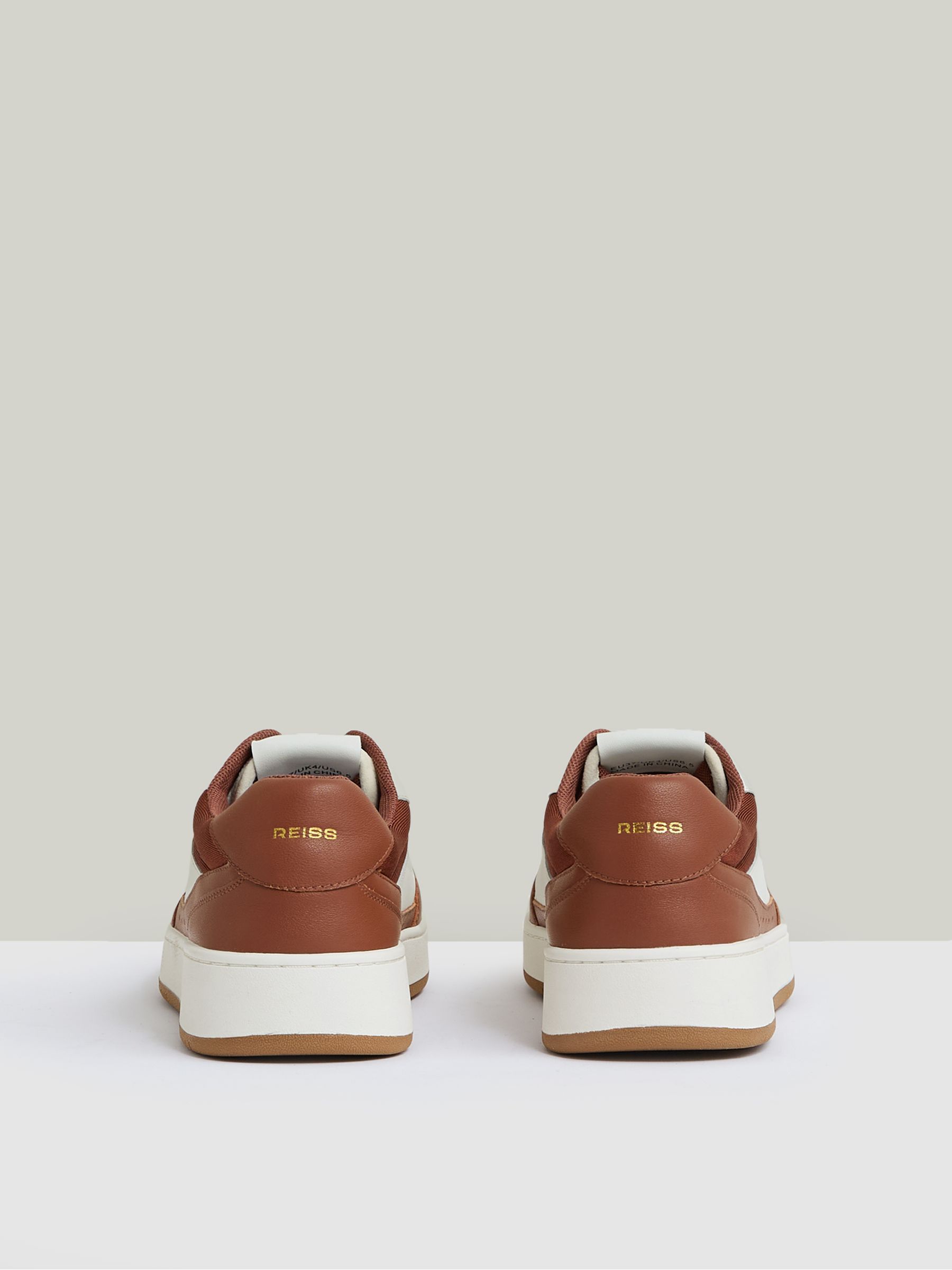 Leather Panelled Trainers in White/Tan - Image 5 of 6