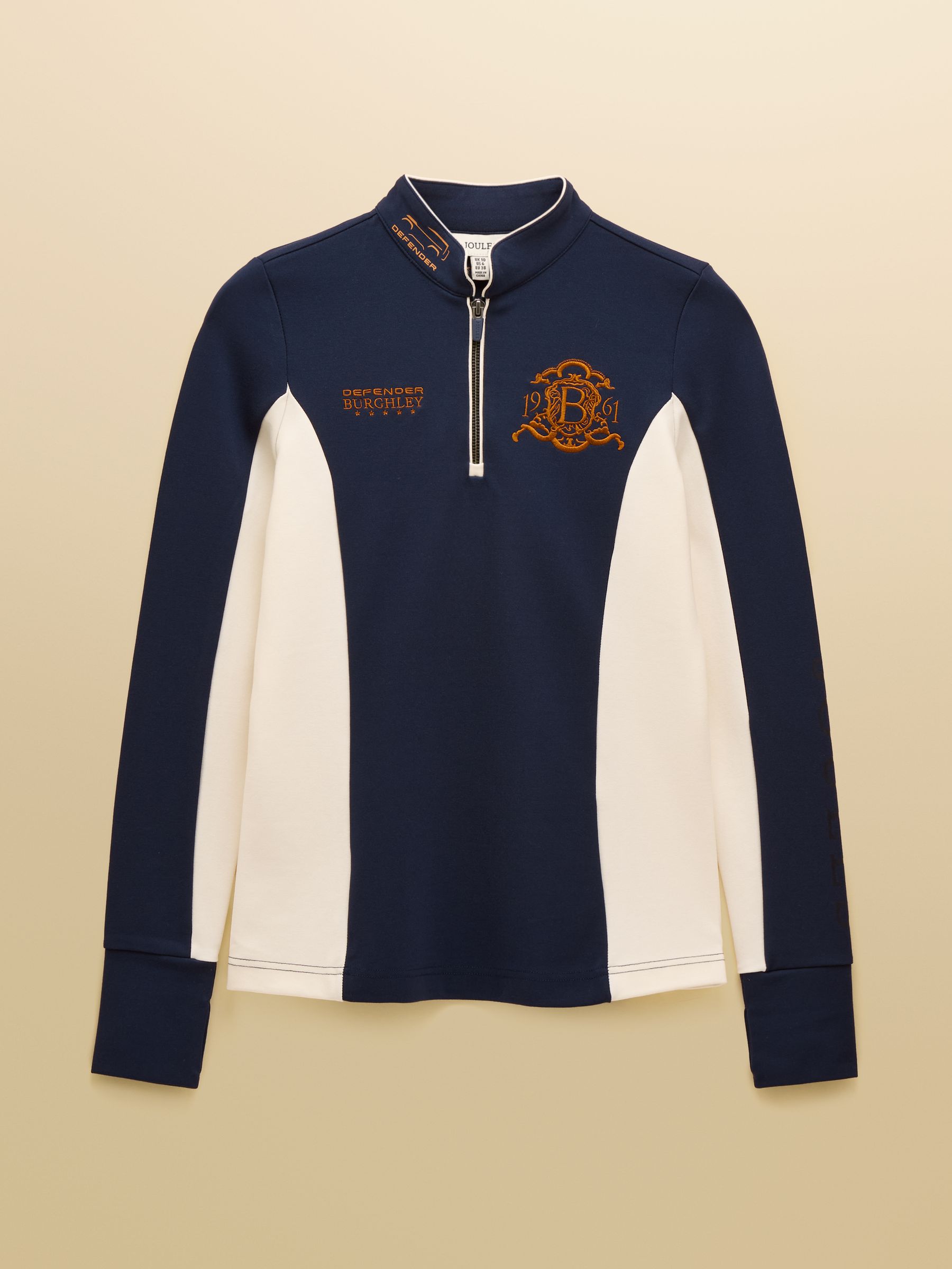 Official Burghley Navy 1/4 Zip Long Sleeve Top - Image 1 of 4