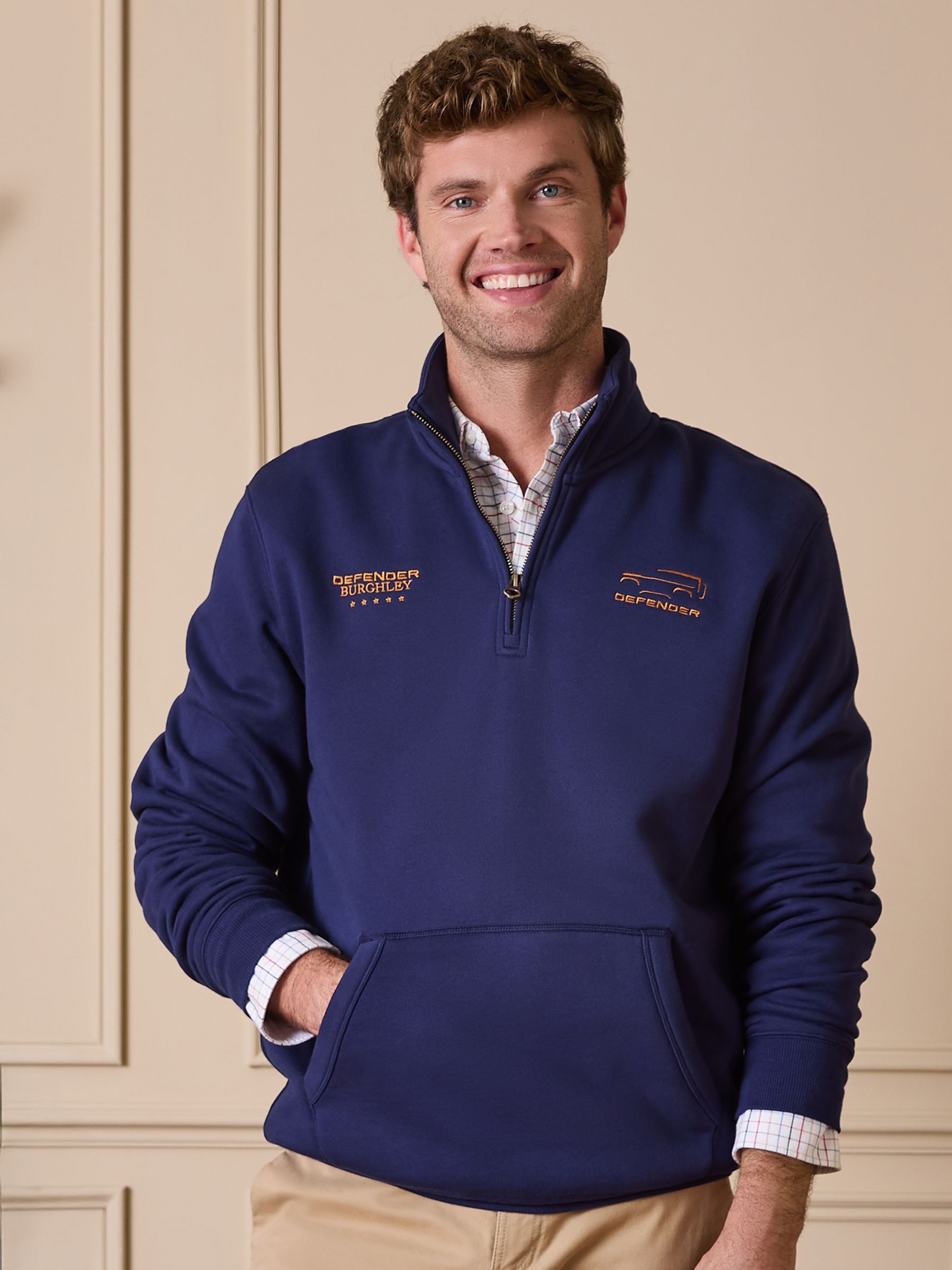 Official Burghley Navy 1/4 Zip Long Sleeve Sweatshirt | Joules Official Burghley Navy 1/4 Zip Long Sleeve Sweatshirt | Joules