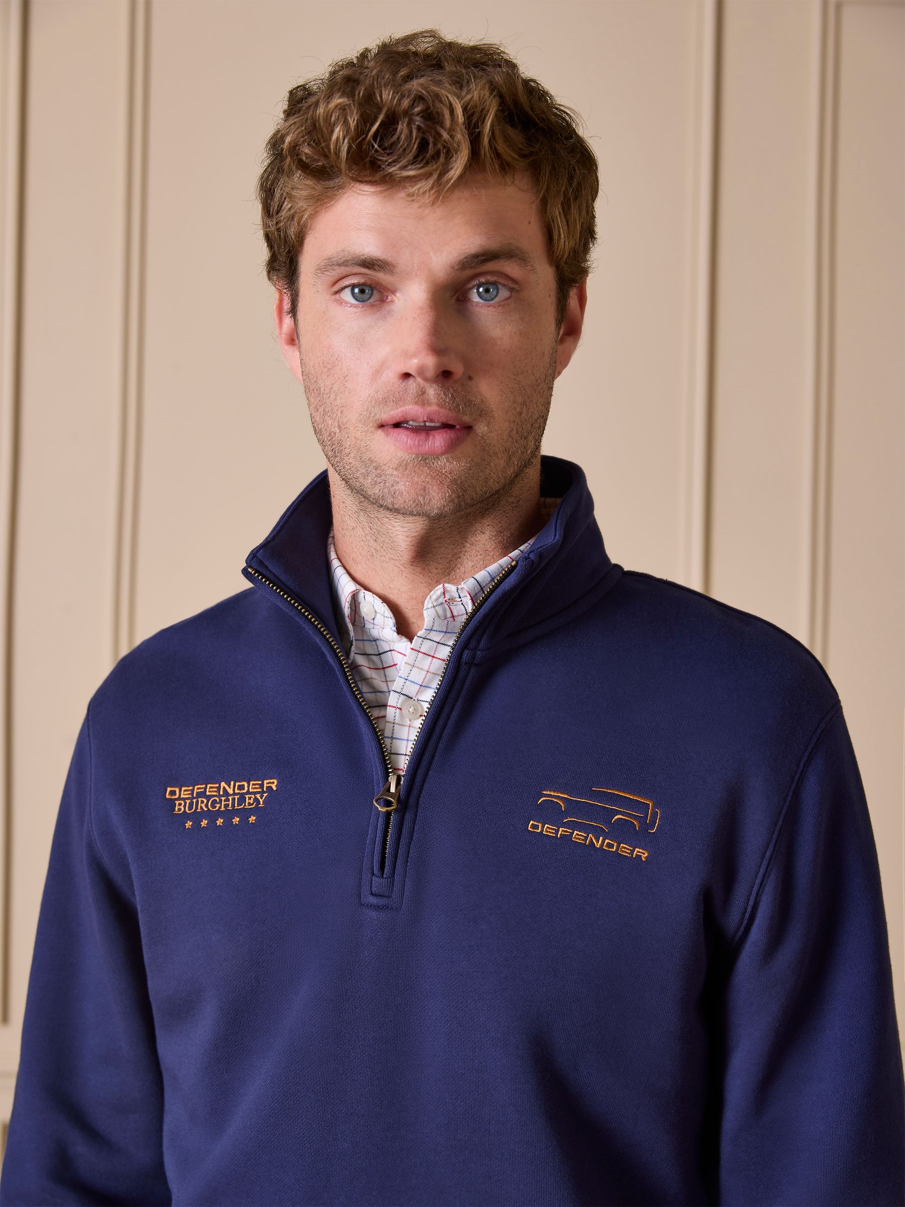Official Burghley Navy 1/4 Zip Long Sleeve Sweatshirt - Image 4 of 4
