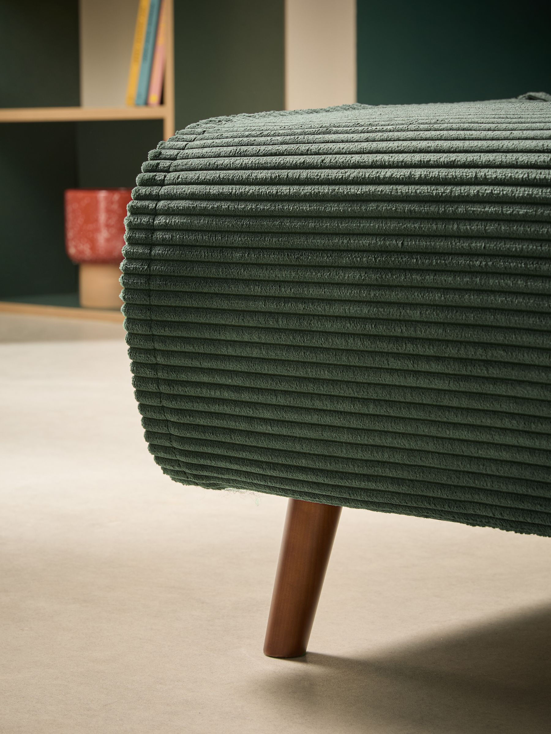 Large Haru 2 Seater Sofa Bed in Olive Green Corduroy - Image 3 of 7