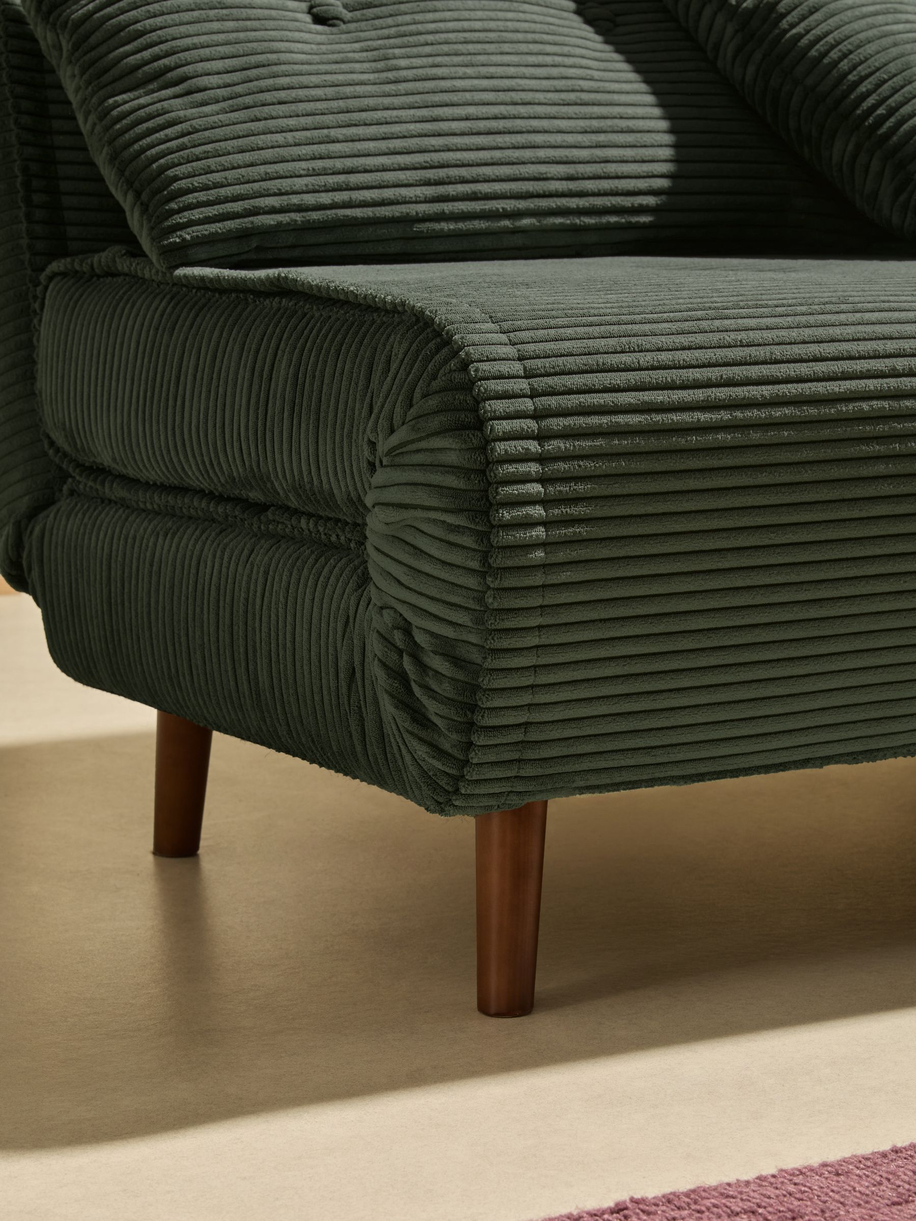 Haru Single 1 Seater Sofa Bed in Olive Green Corduroy - Image 3 of 7