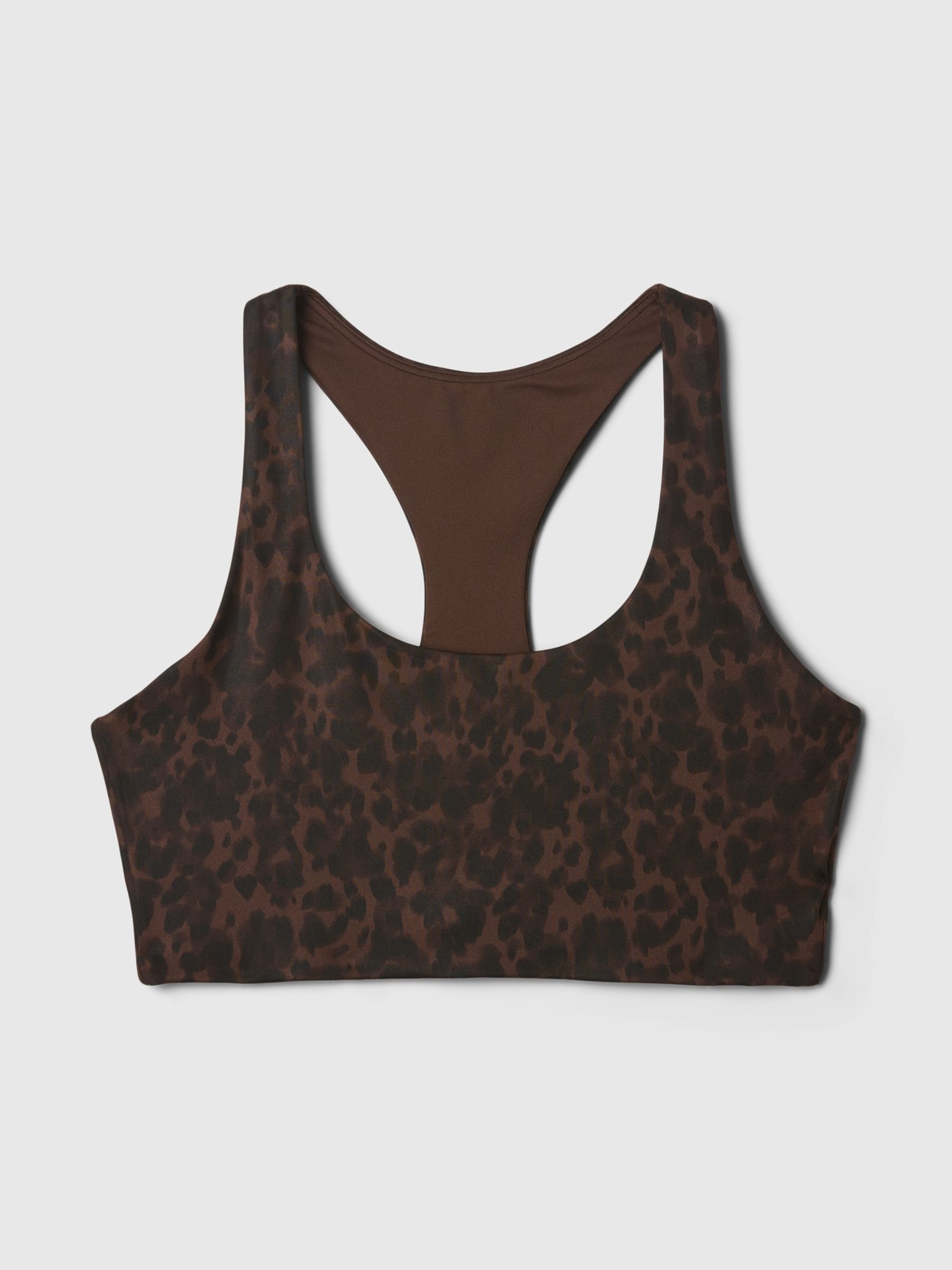 Brown Leopard Print Power Medium Impact Sports Bra - Image 4 of 5