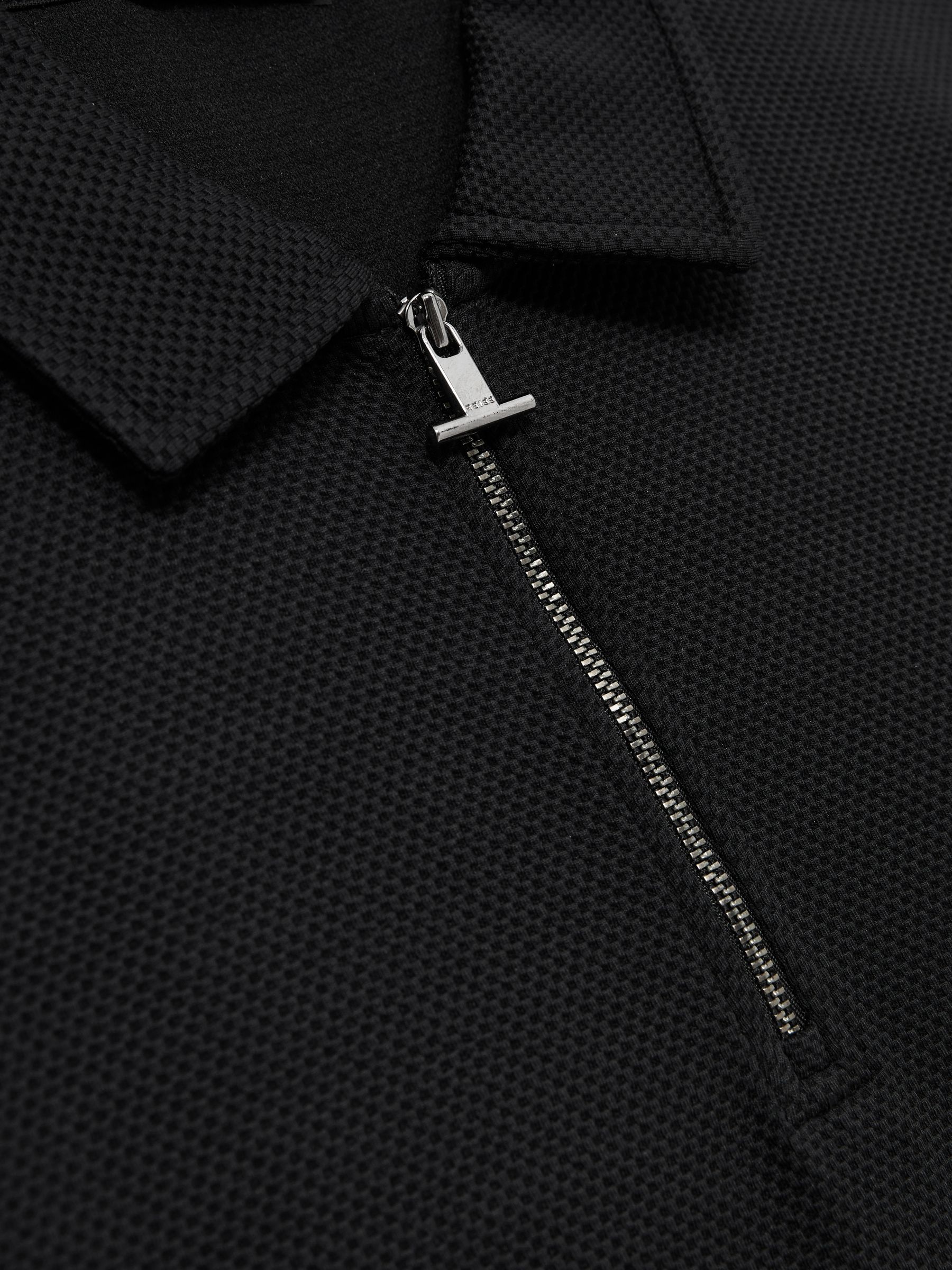 Textured Half-Zip Polo Shirt in Black - Image 5 of 5