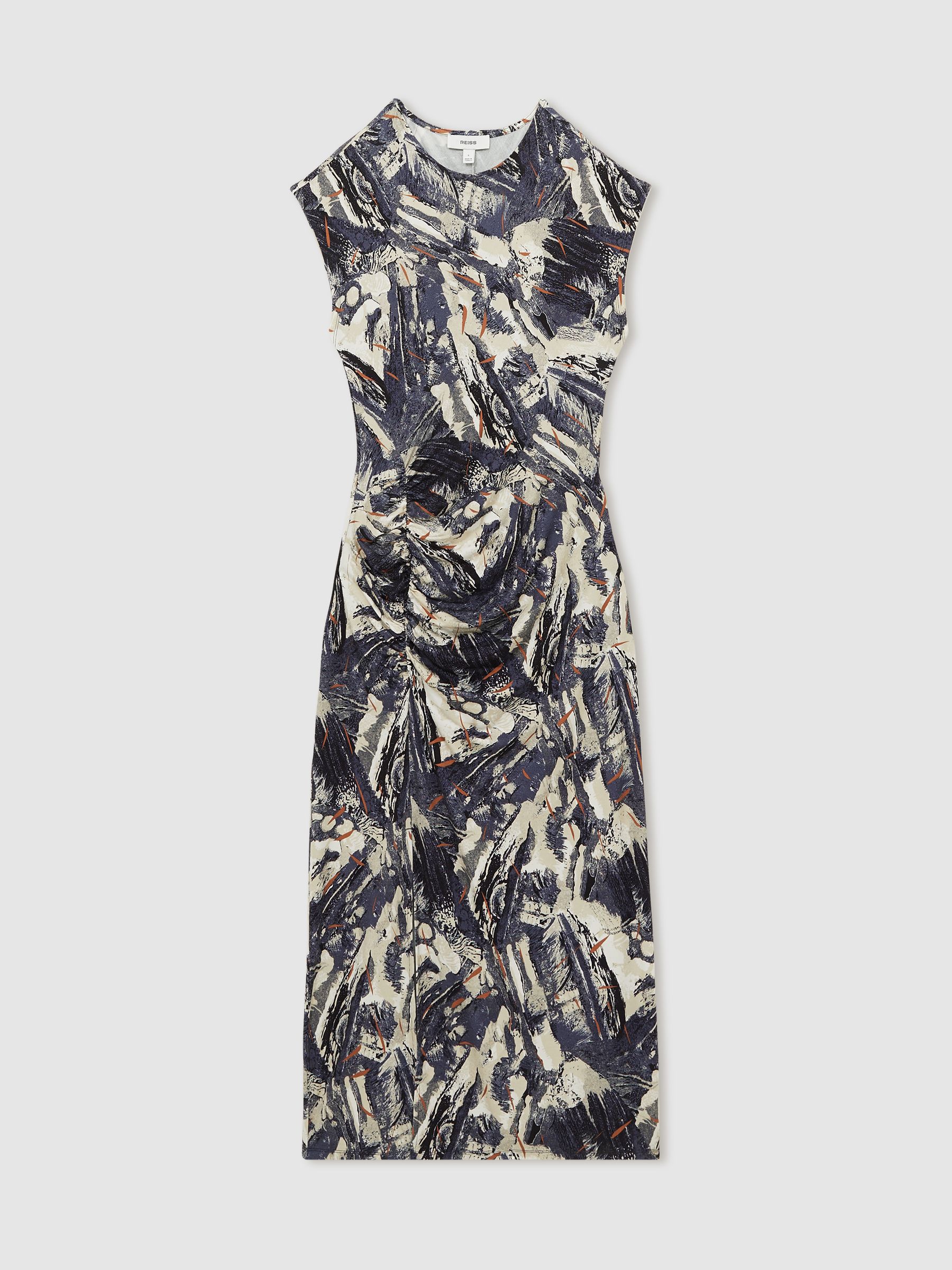 Abstract-Print Jersey Midi Dress in Blue - Image 2 of 6