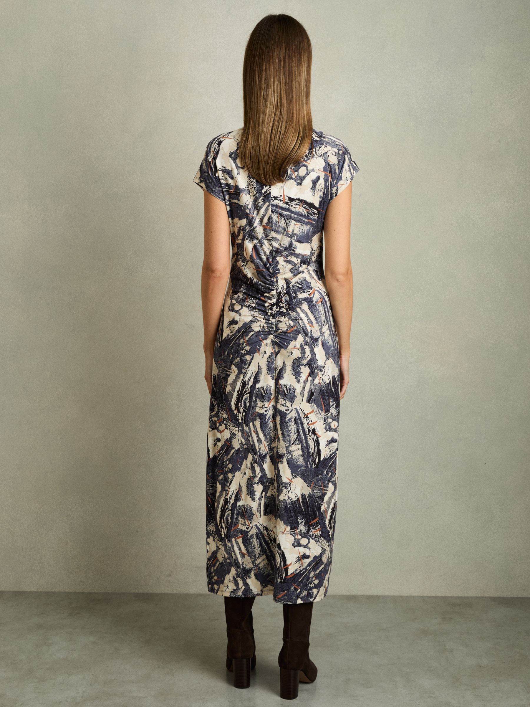 Abstract-Print Jersey Midi Dress in Blue - Image 5 of 6