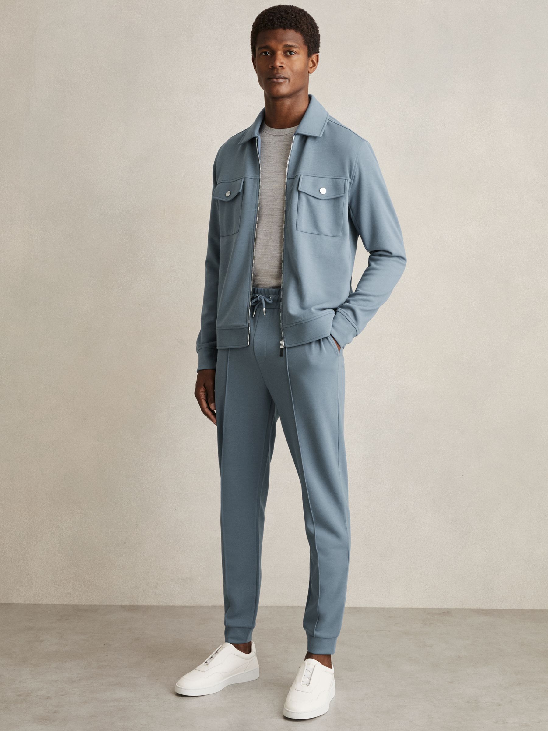 Drawstring Jersey Joggers in Airforce Blue - Image 1 of 6