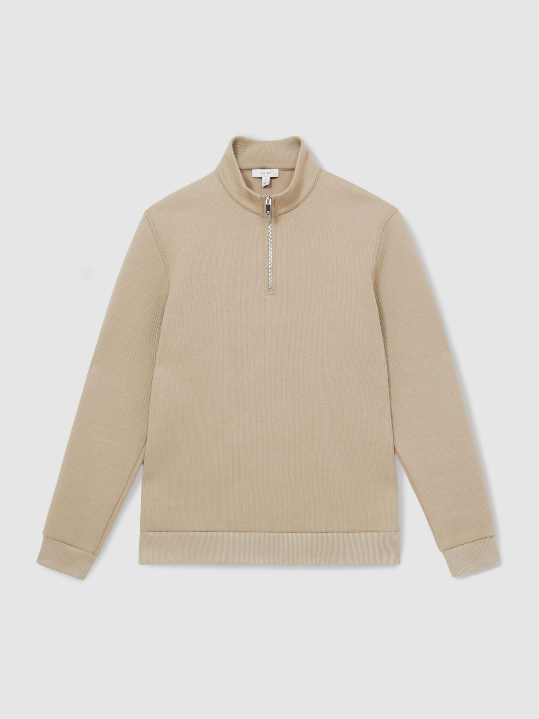 Half-Zip Funnel-Neck Jumper in Taupe - Image 2 of 7