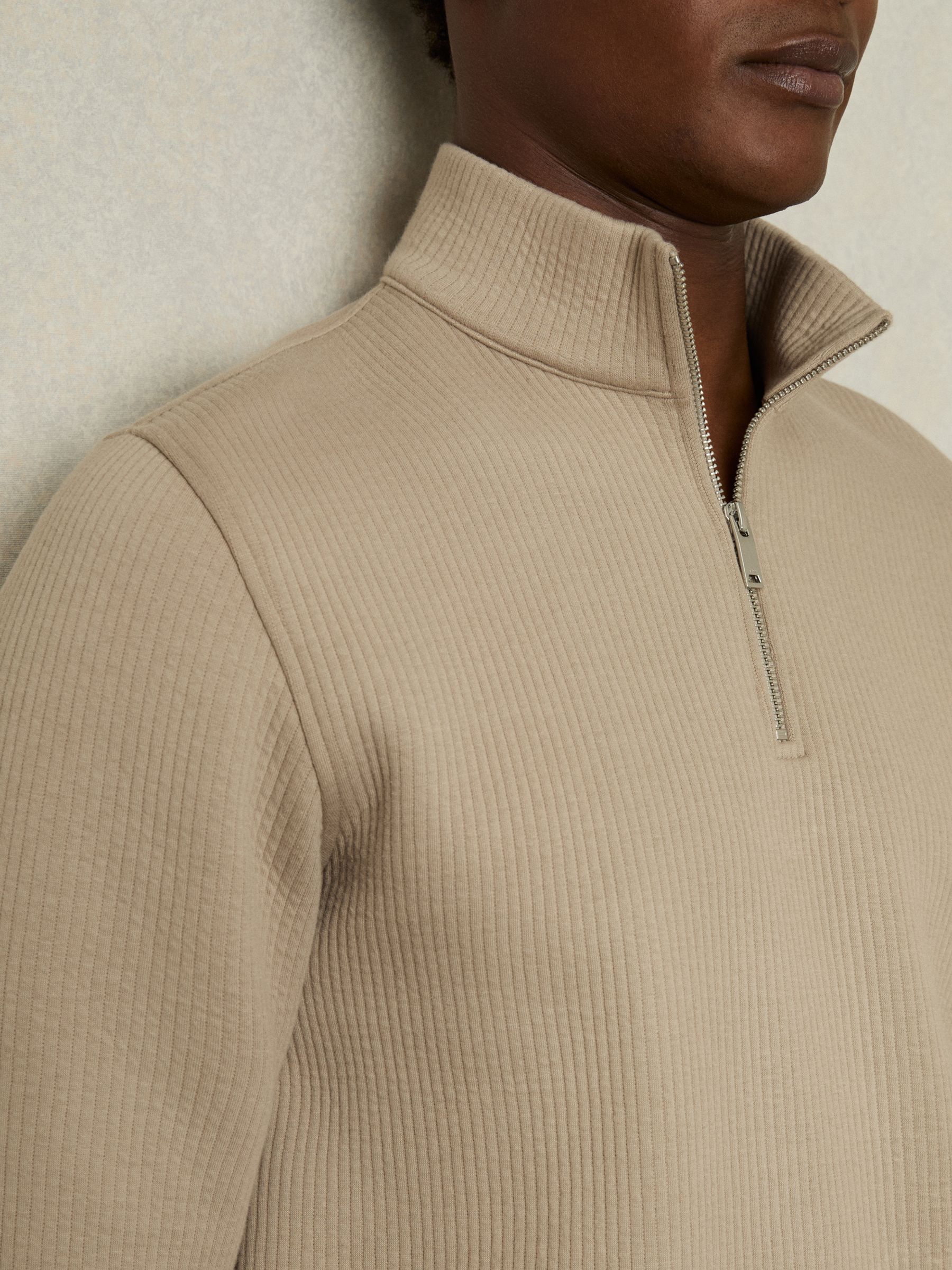 Half-Zip Funnel-Neck Jumper in Taupe - Image 4 of 7