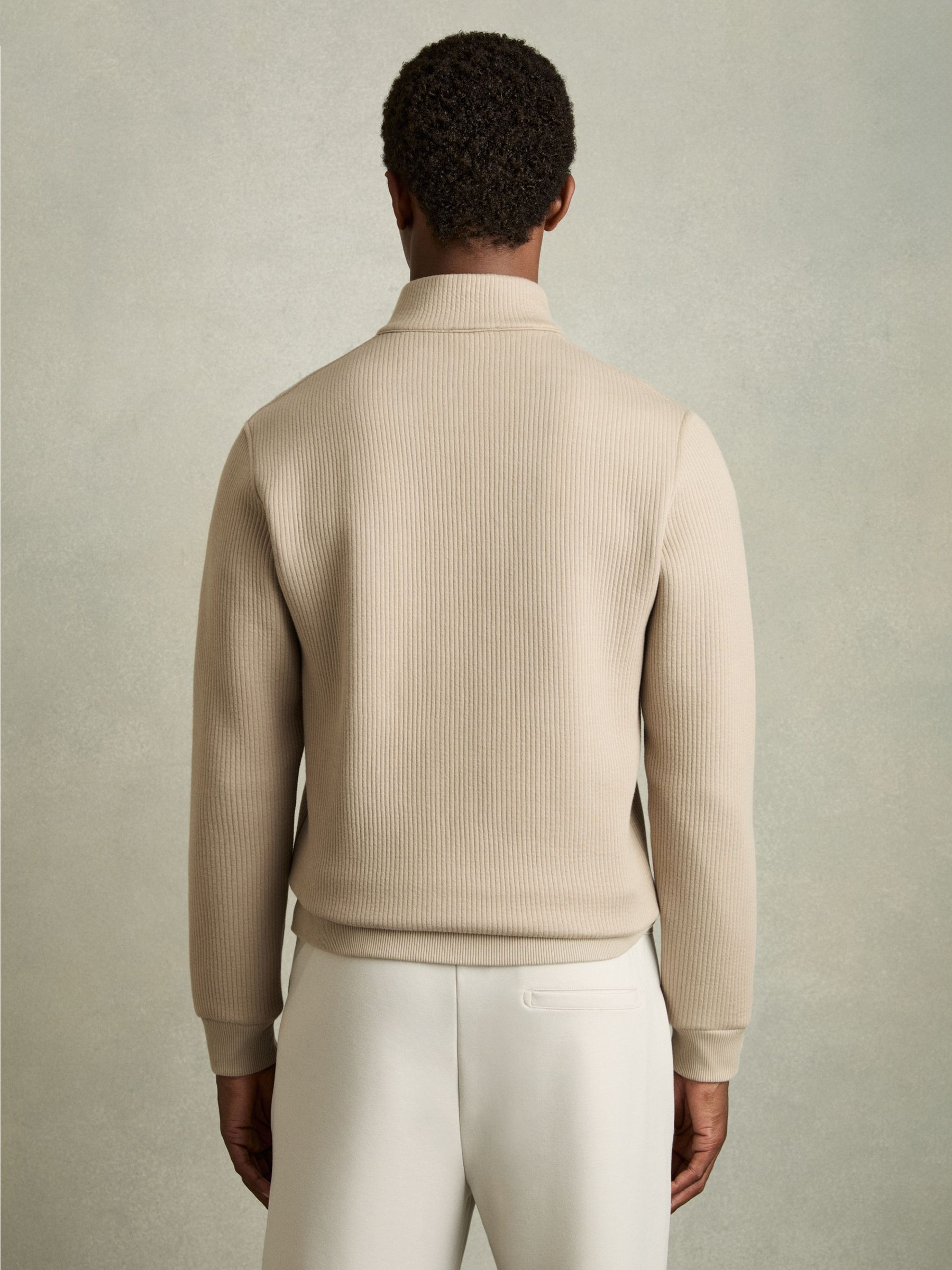 Half-Zip Funnel-Neck Jumper in Taupe - Image 5 of 7