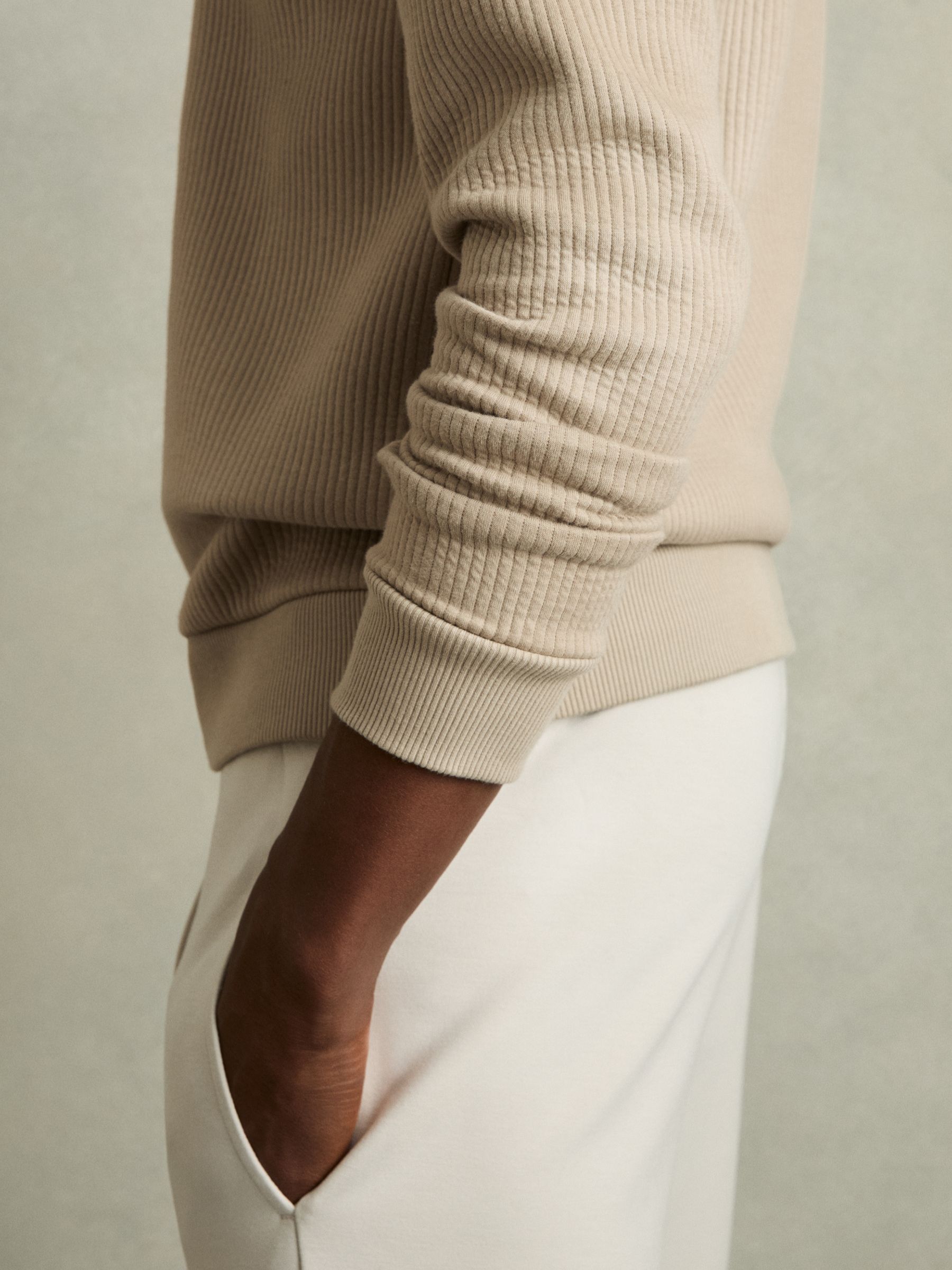 Half-Zip Funnel-Neck Jumper in Taupe - Image 6 of 7