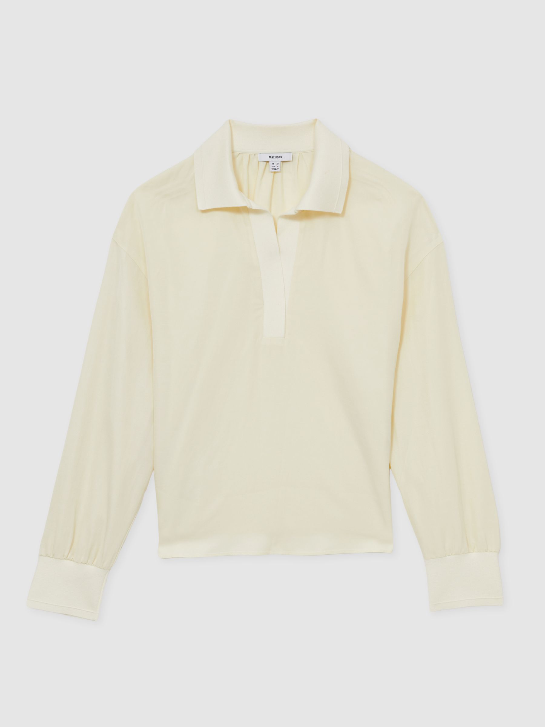Overhead Open-Collar Shirt With Linen in Pale Yellow - Image 2 of 6