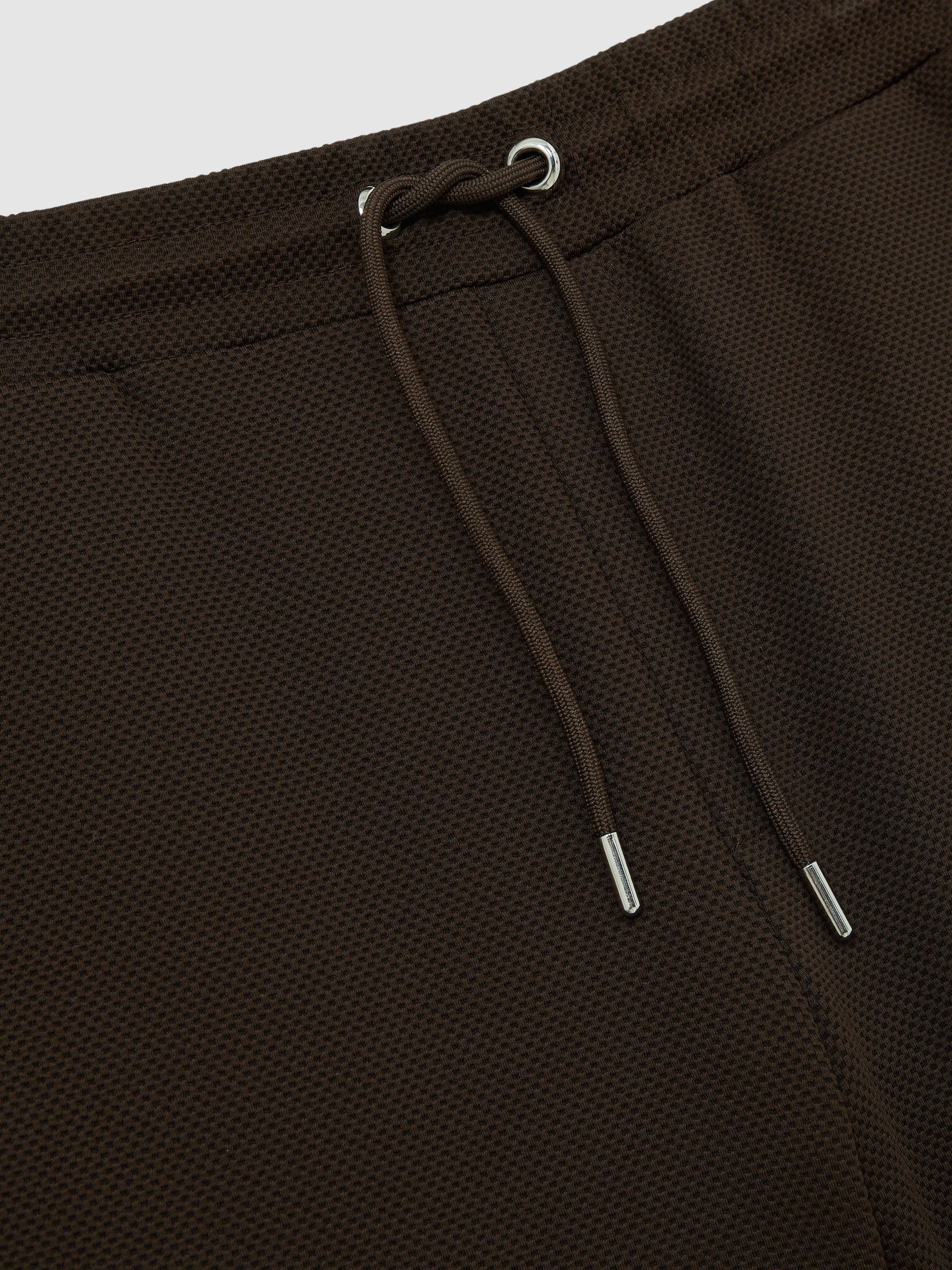 Textured Drawstring Shorts in Chocolate Brown - Image 5 of 5