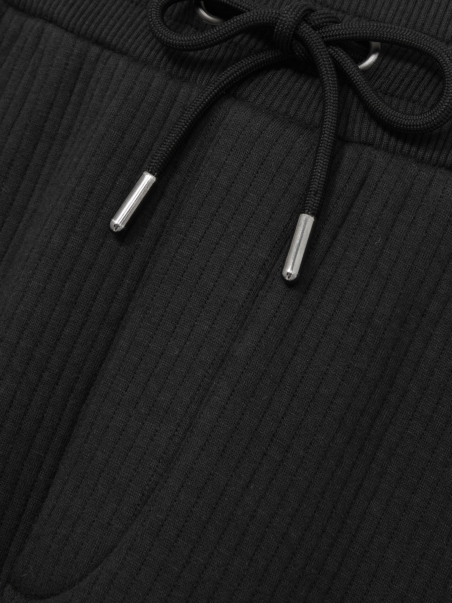 Cotton-Blend Ribbed Drawstring Joggers in Washed Black - Image 6 of 6