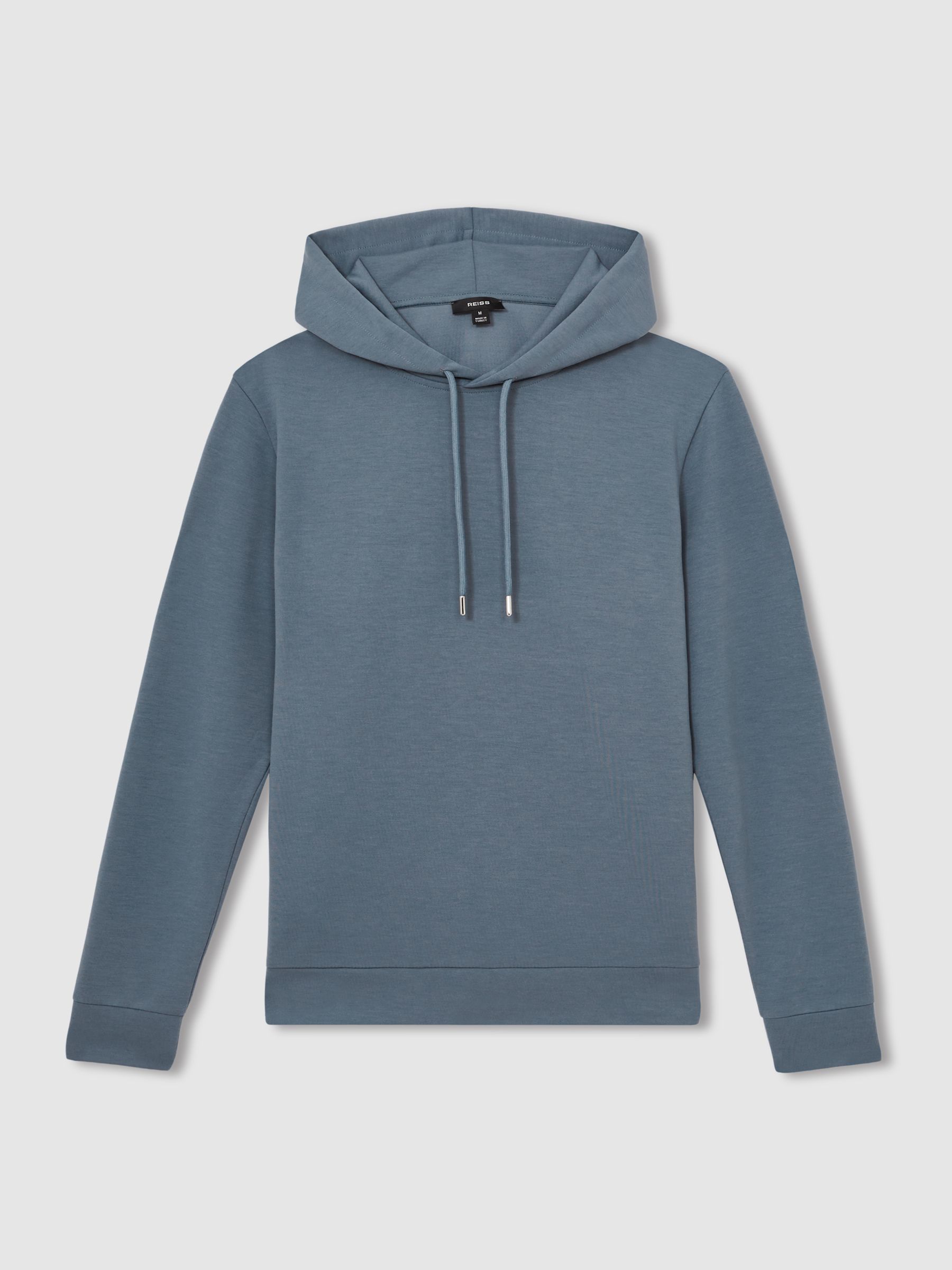 Interlock Jersey Drawstring Hoodie in Airforce Blue - Image 2 of 6