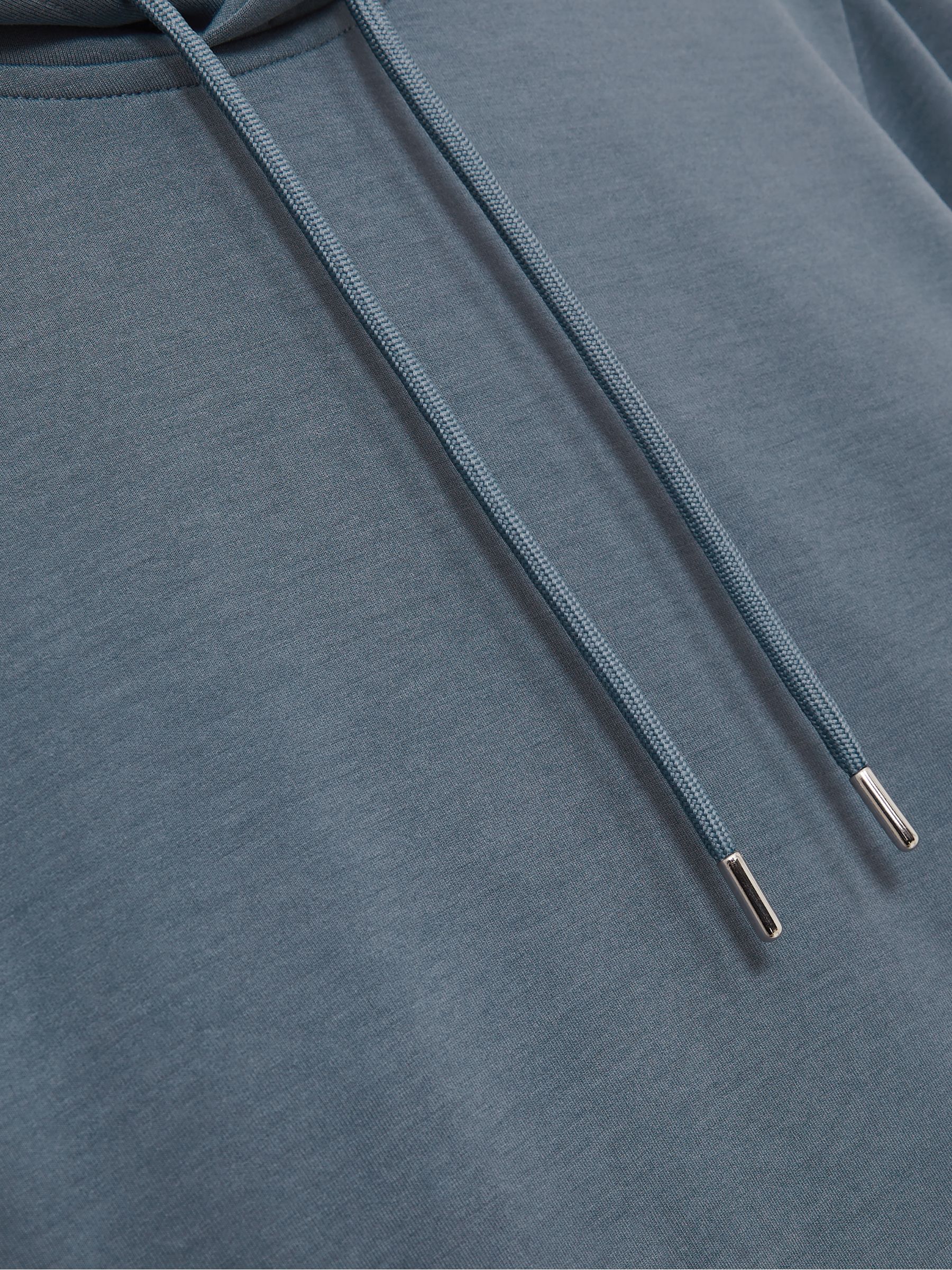 Interlock Jersey Drawstring Hoodie in Airforce Blue - Image 6 of 6