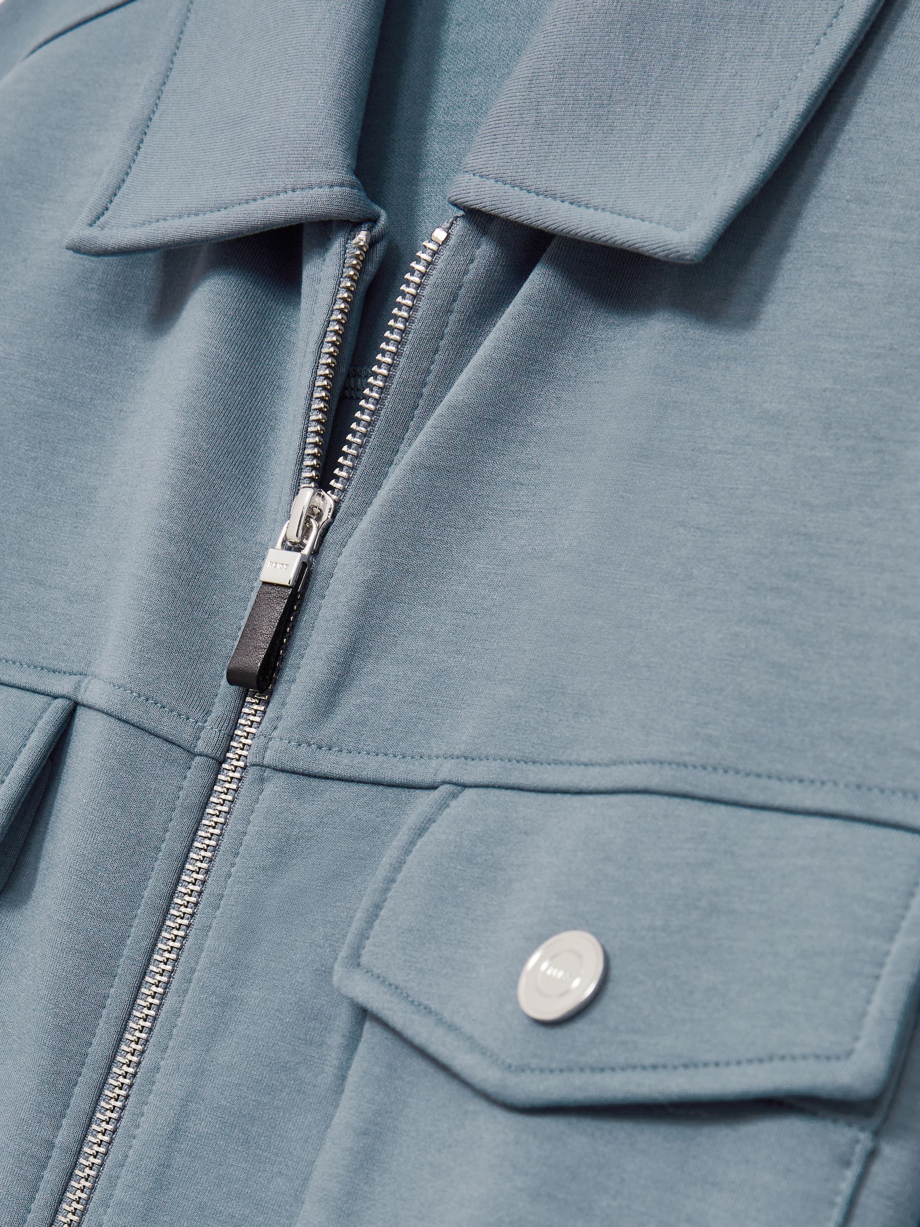 Interlock Jersey Zip-Through Overshirt in Airforce Blue - Image 6 of 6