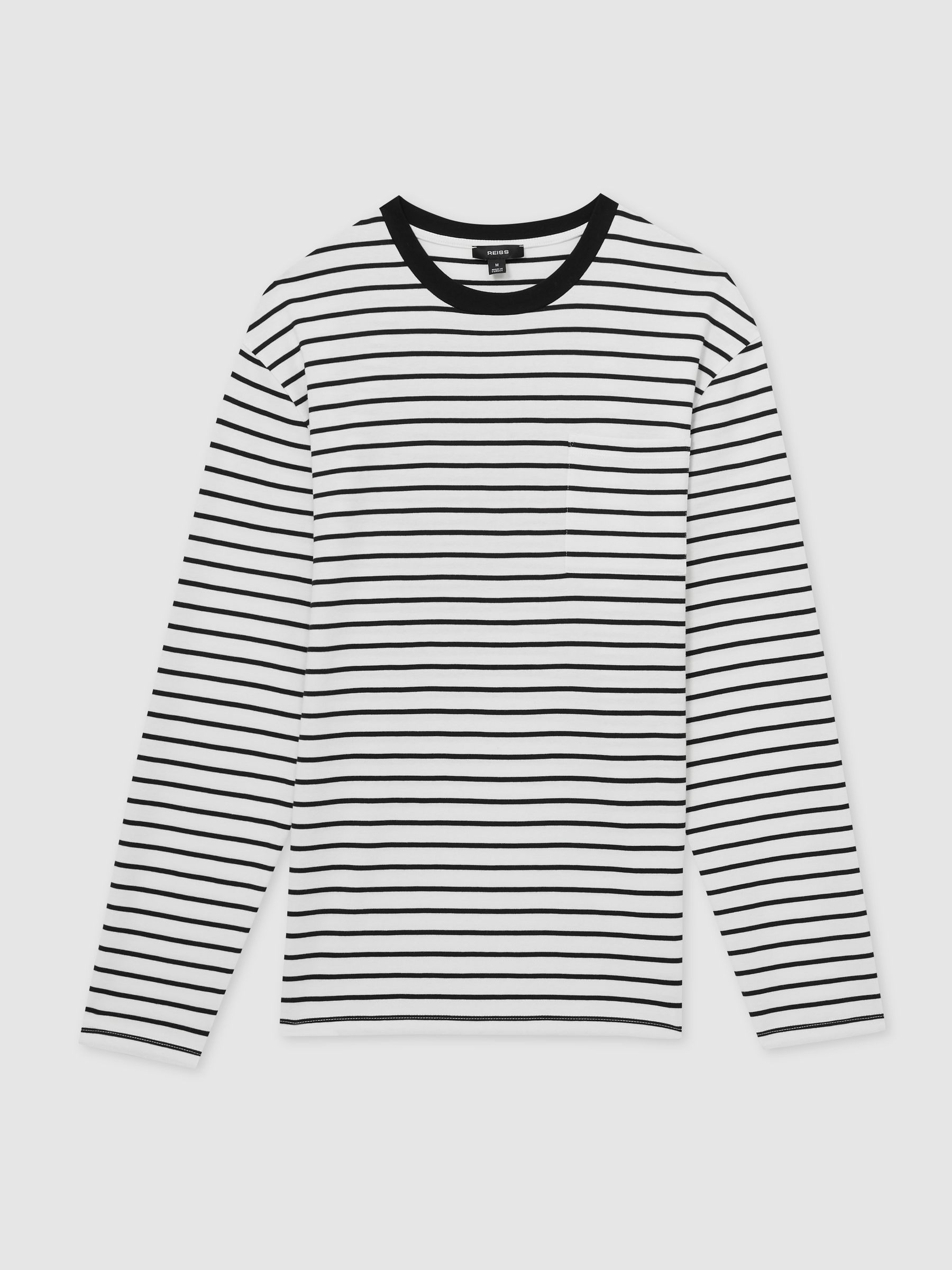 Breton-Stripe Long-Sleeve T-Shirt in White/Navy - Image 2 of 5