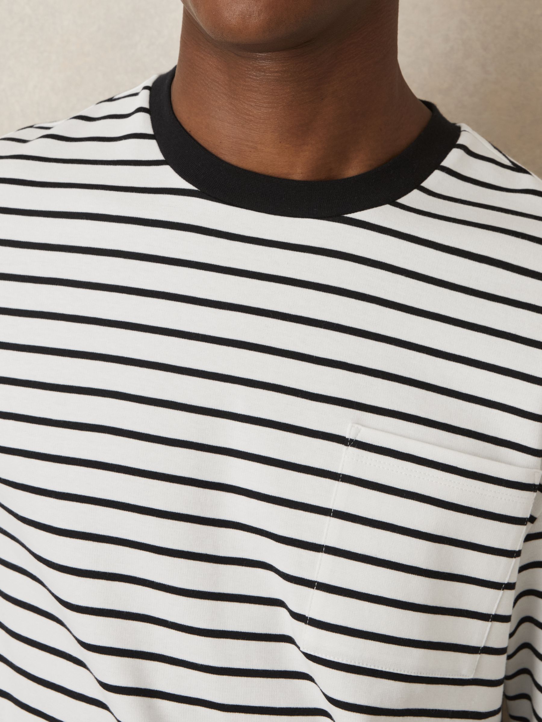 Breton-Stripe Long-Sleeve T-Shirt in White/Navy - Image 3 of 5