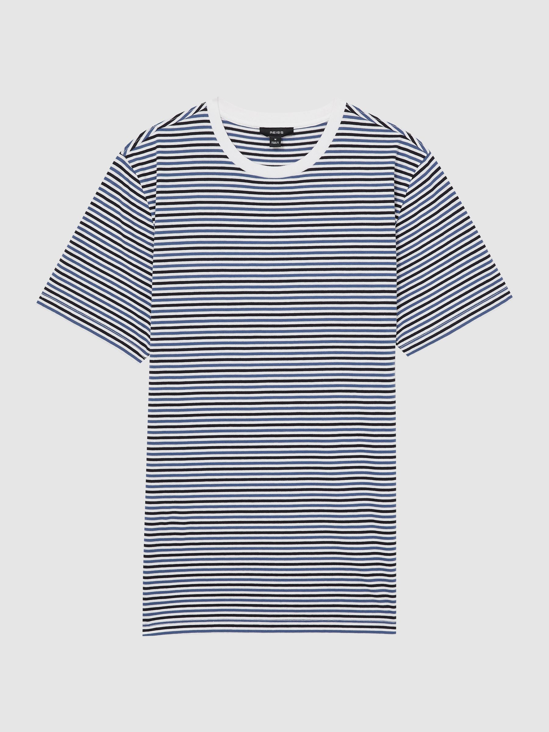Mercerised-Cotton Stripe T-Shirt in Blue/White - Image 2 of 6