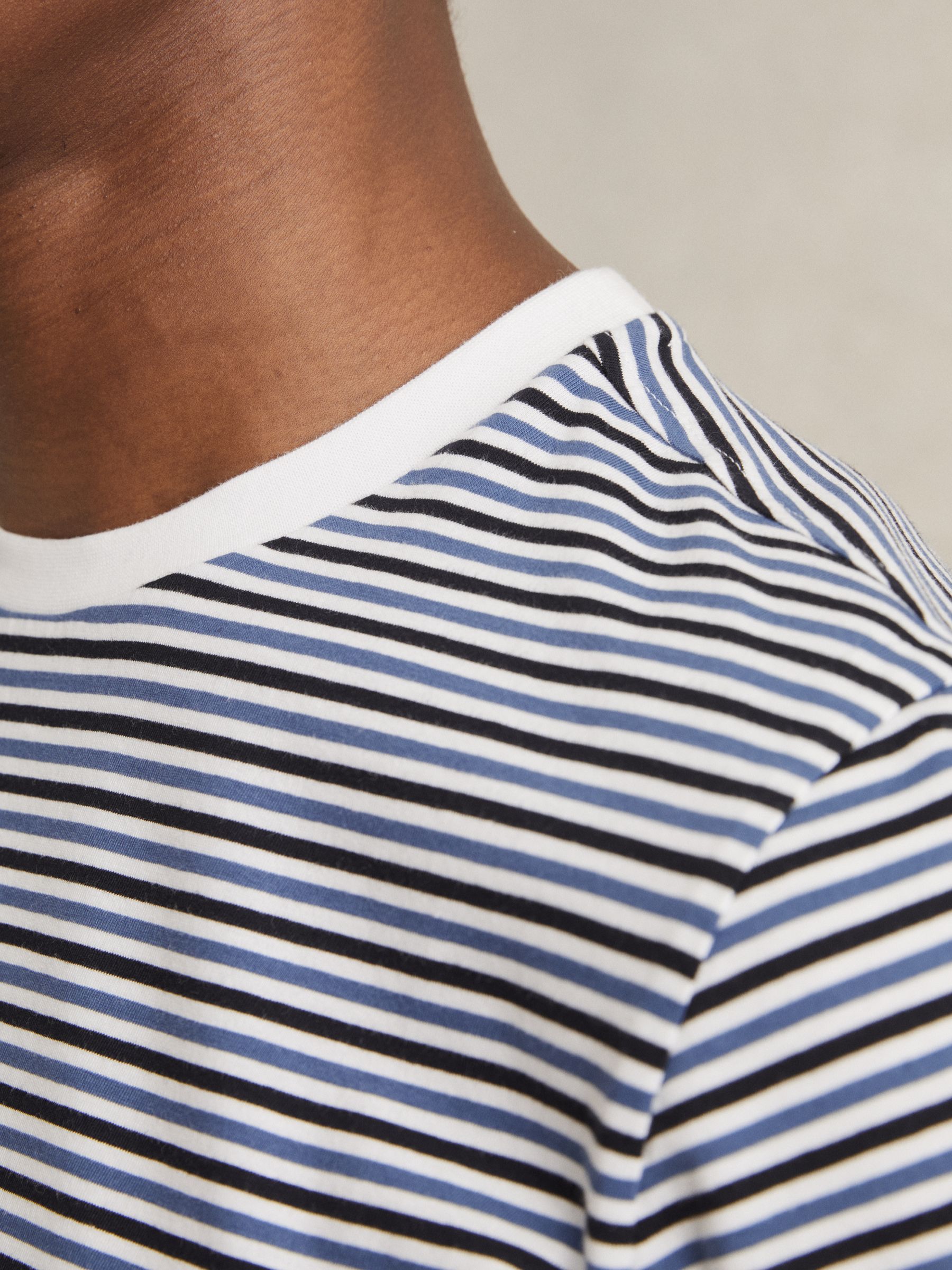Mercerised-Cotton Stripe T-Shirt in Blue/White - Image 4 of 6