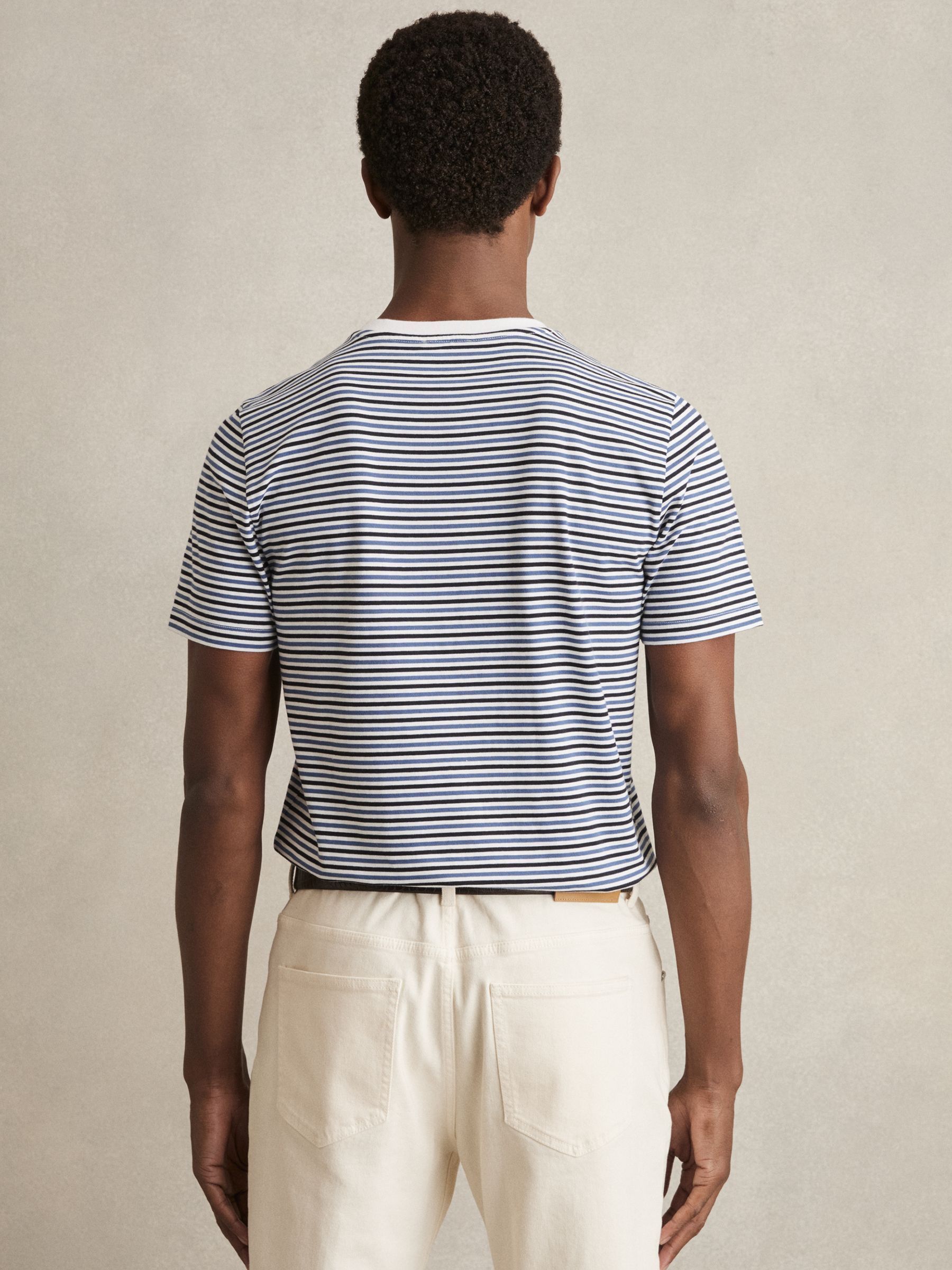 Mercerised-Cotton Stripe T-Shirt in Blue/White - Image 5 of 6