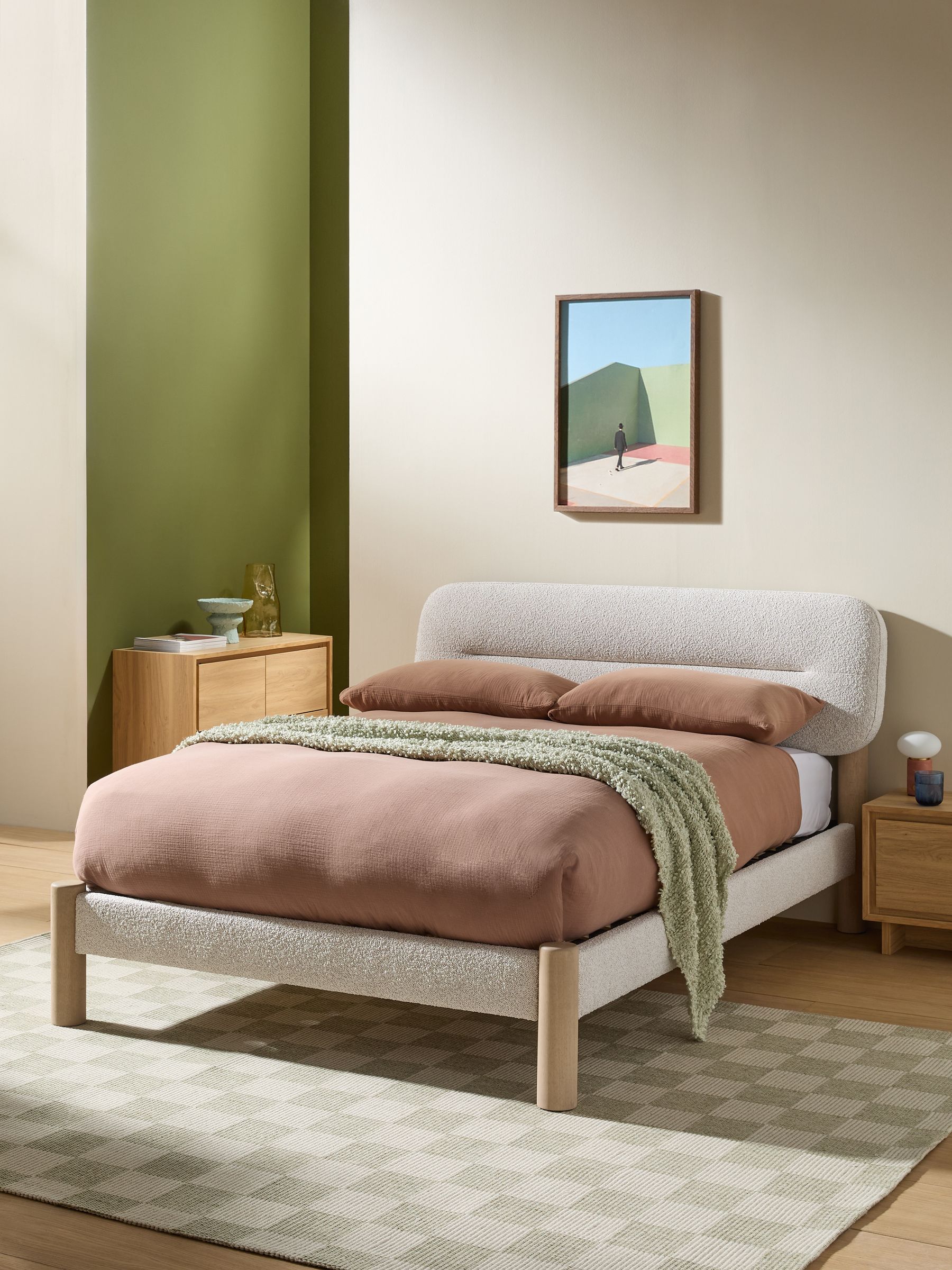 Maxton Bed in Soft Touch Boucle Natural - Image 1 of 5 Maxton Bed in Soft Touch Boucle Natural - Image 1 of 5