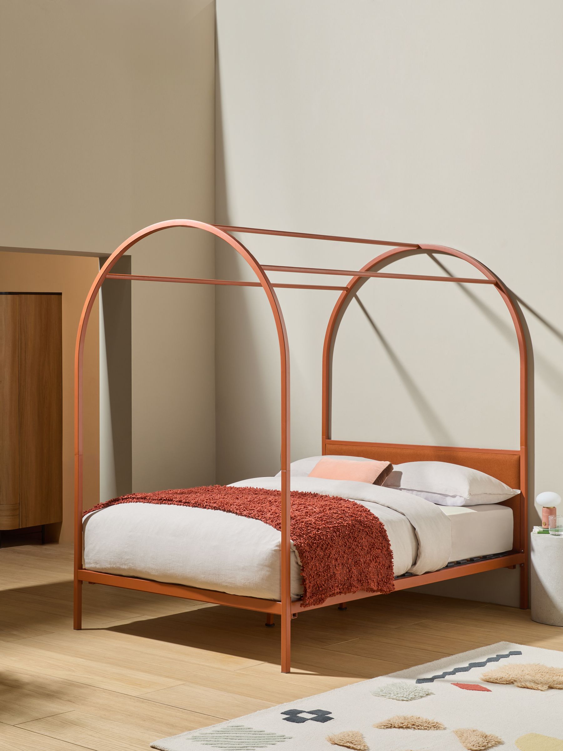 Romy Four Poster Bed in Rust Brown - Image 1 of 5