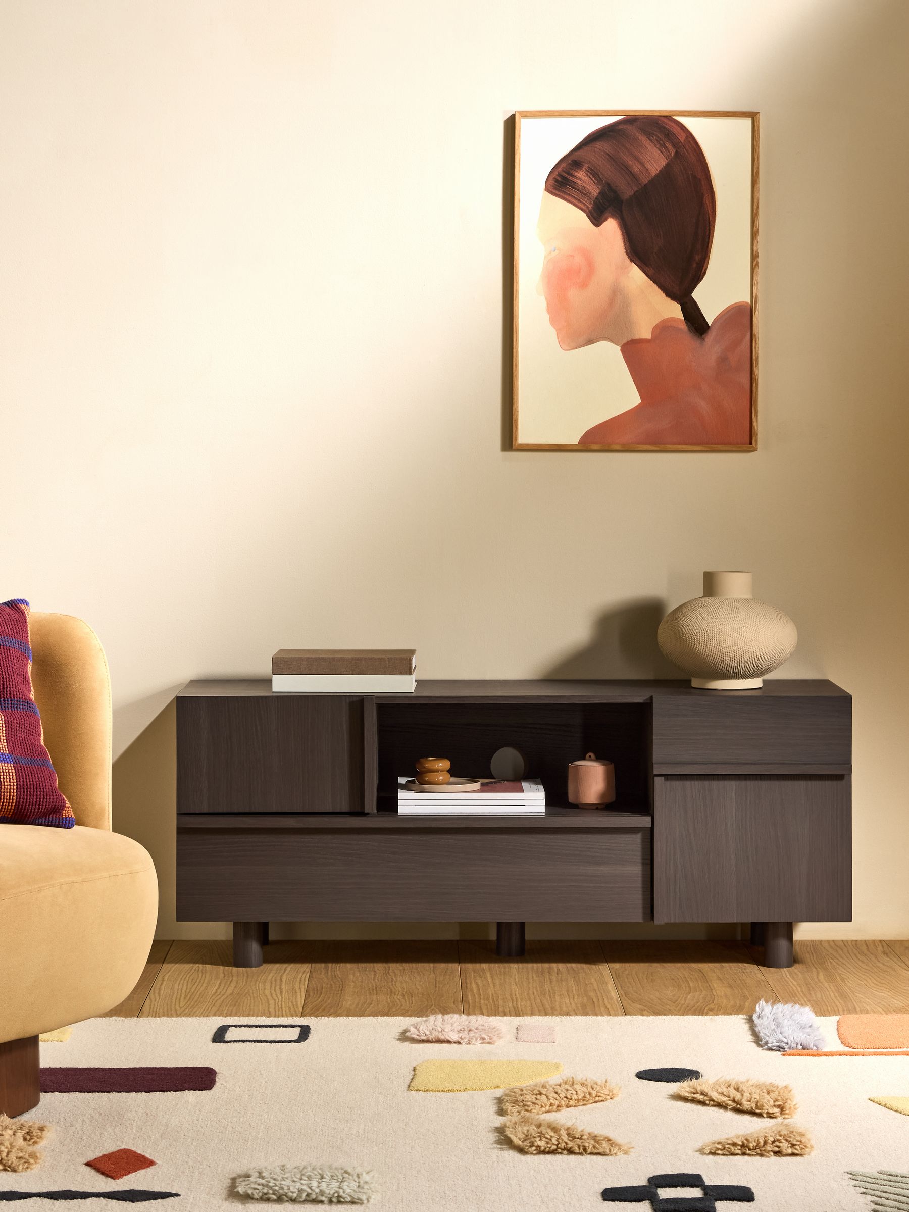 Ascott Up to 50 Inch TV Unit in Dark Wood Effect - Image 1 of 7