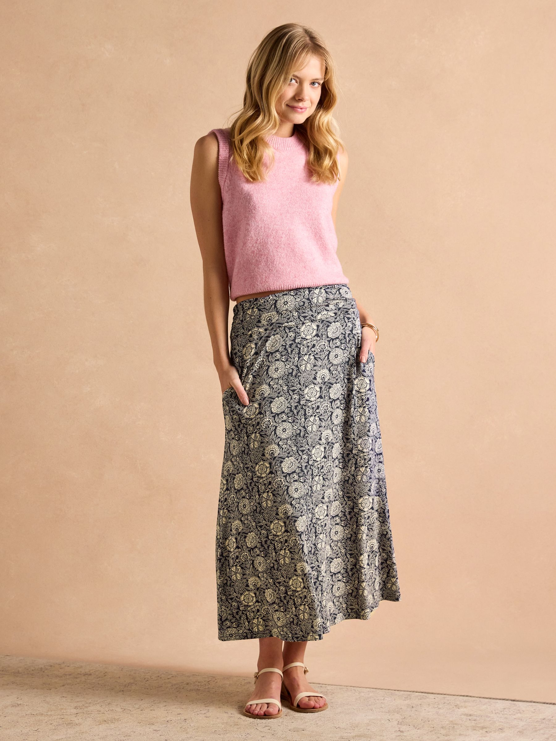 Nia Navy Midi Skirt - Image 3 of 6