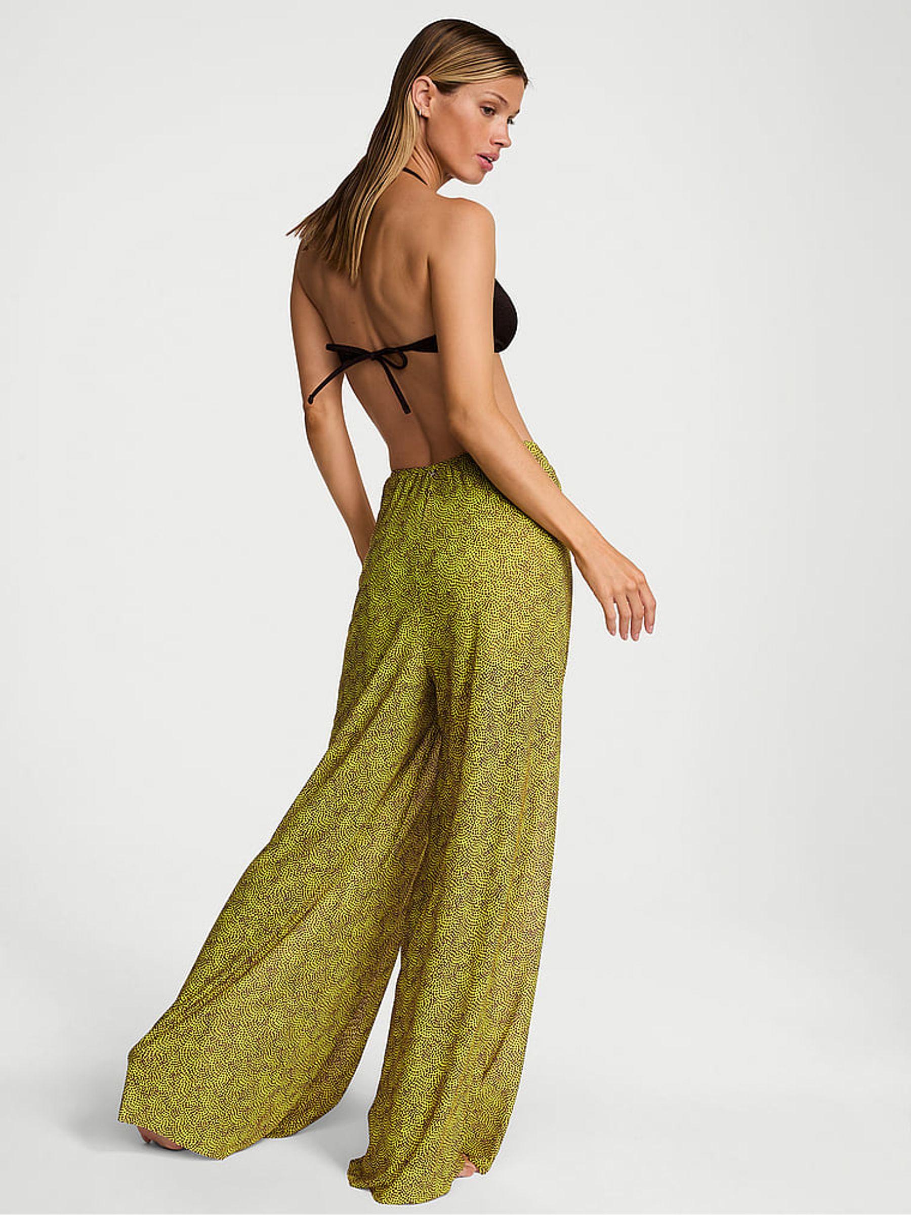 Limelight Green Dots Mesh Knot Cover Up Trousers - Image 2 of 3