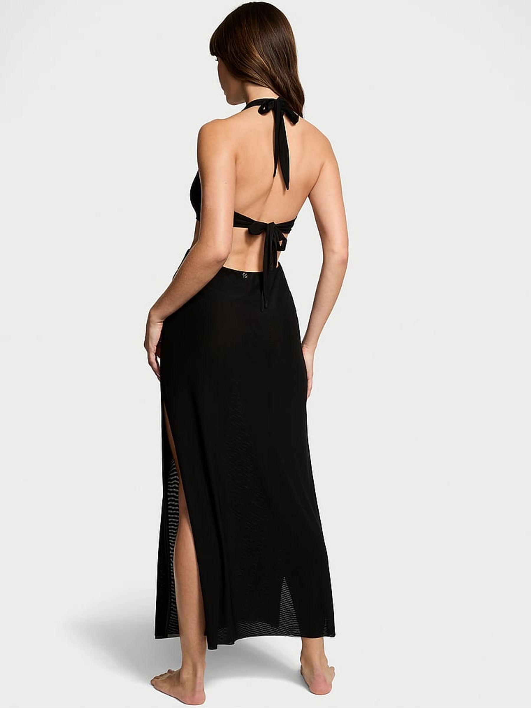 Black Mesh Knot Cover Up Maxi Dress - Image 2 of 3