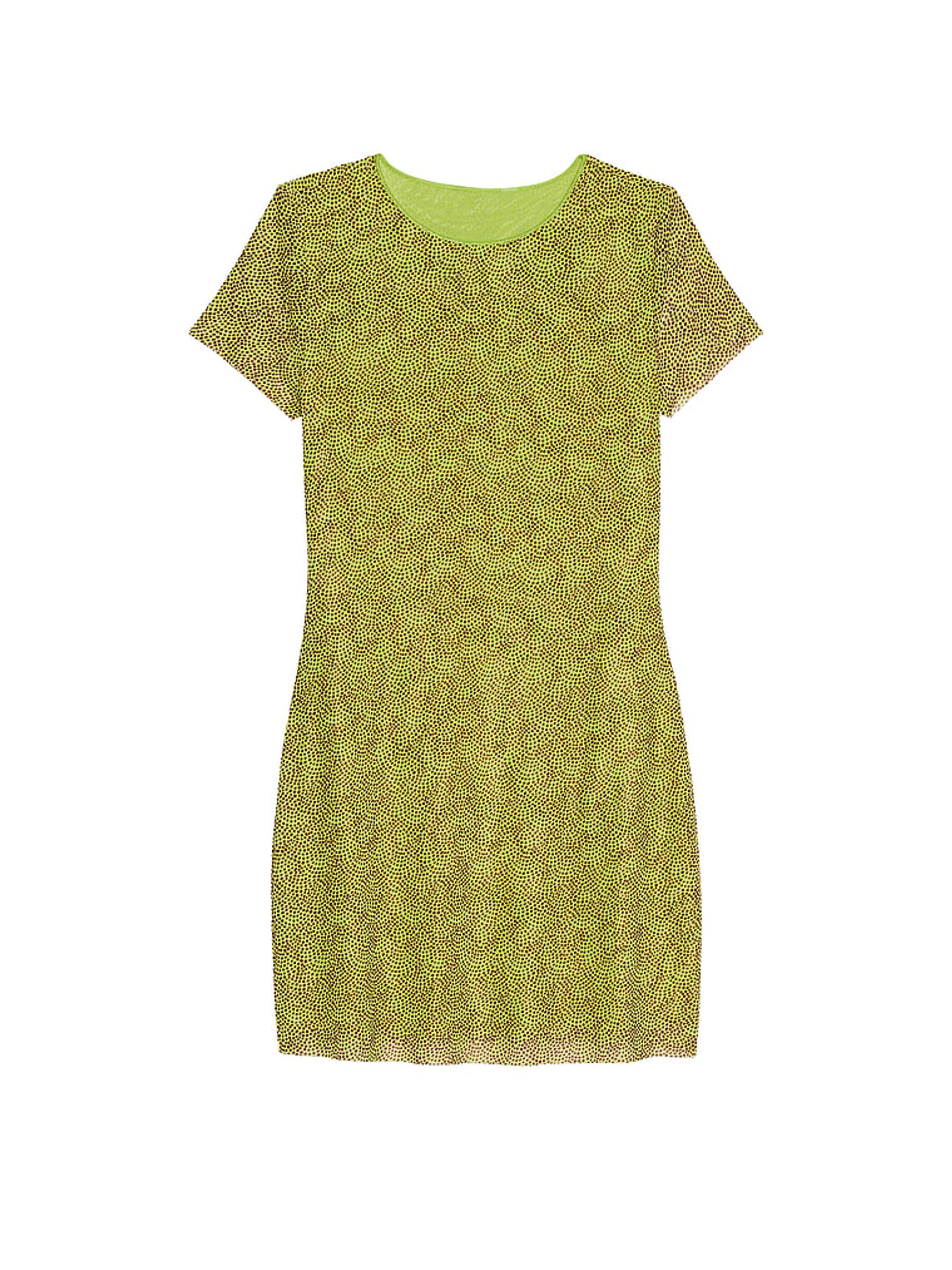 Limelight Green Dots Mesh Cover Up Mini Dress - Image 3 of 3