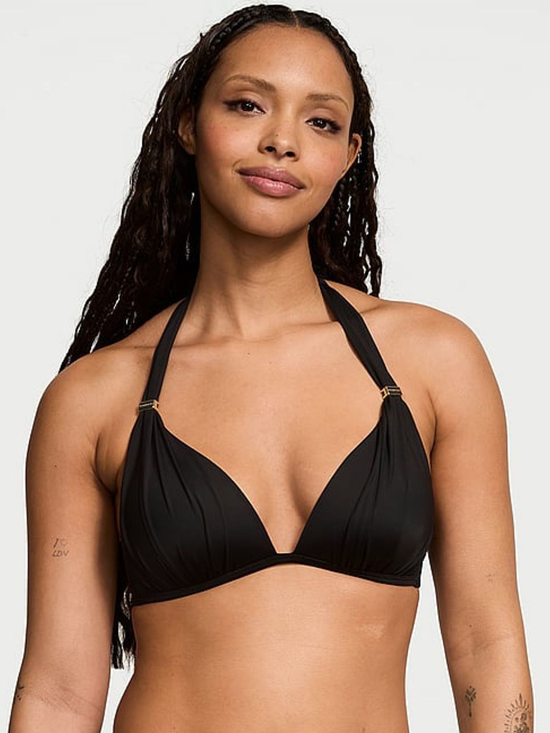 Black Halter Push Up Bikini Top - Image 1 of 4