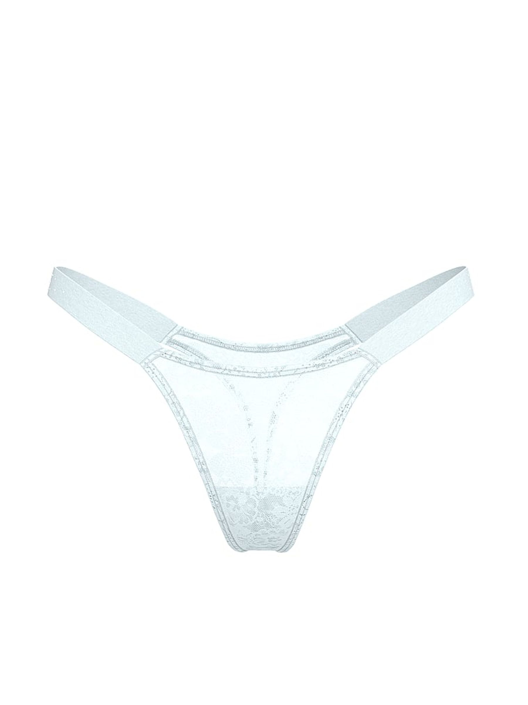 Bliss Blue Thong Lace Logo Scoop Knickers - Image 3 of 3