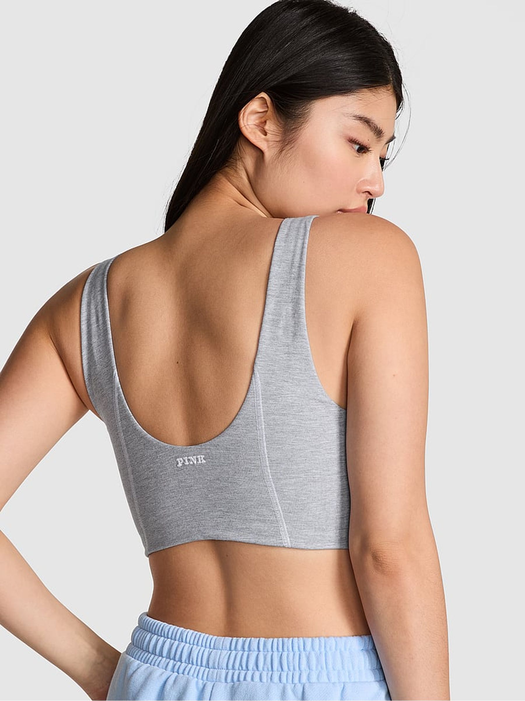Grey Heather Cotton Scoop Sports Bra - Image 2 of 2