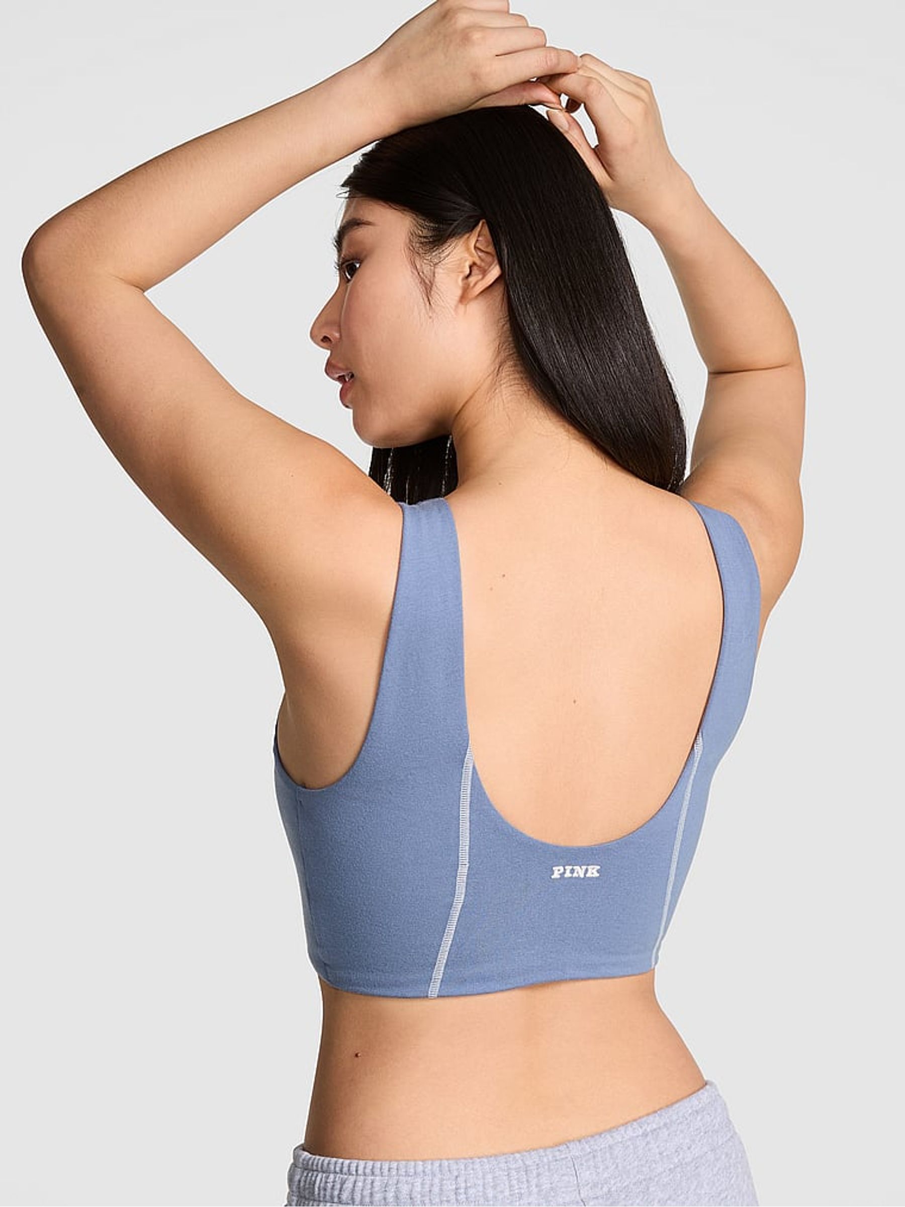 Dusty Iris Blue Cotton Scoop Sports Bra - Image 2 of 2