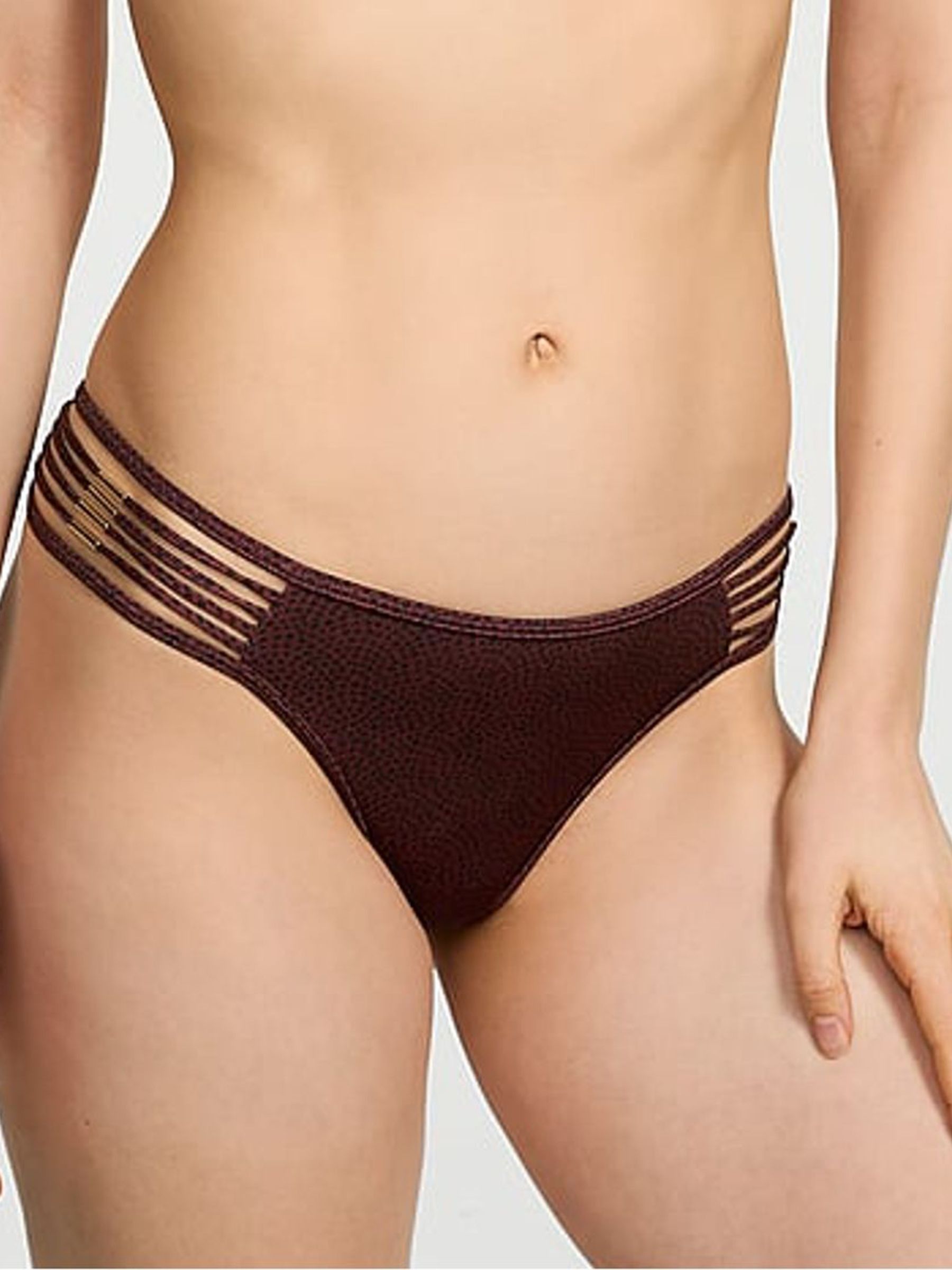 Burgundy Brown Dots Brazilian Archive Bikini Bottoms - Image 1 of 5