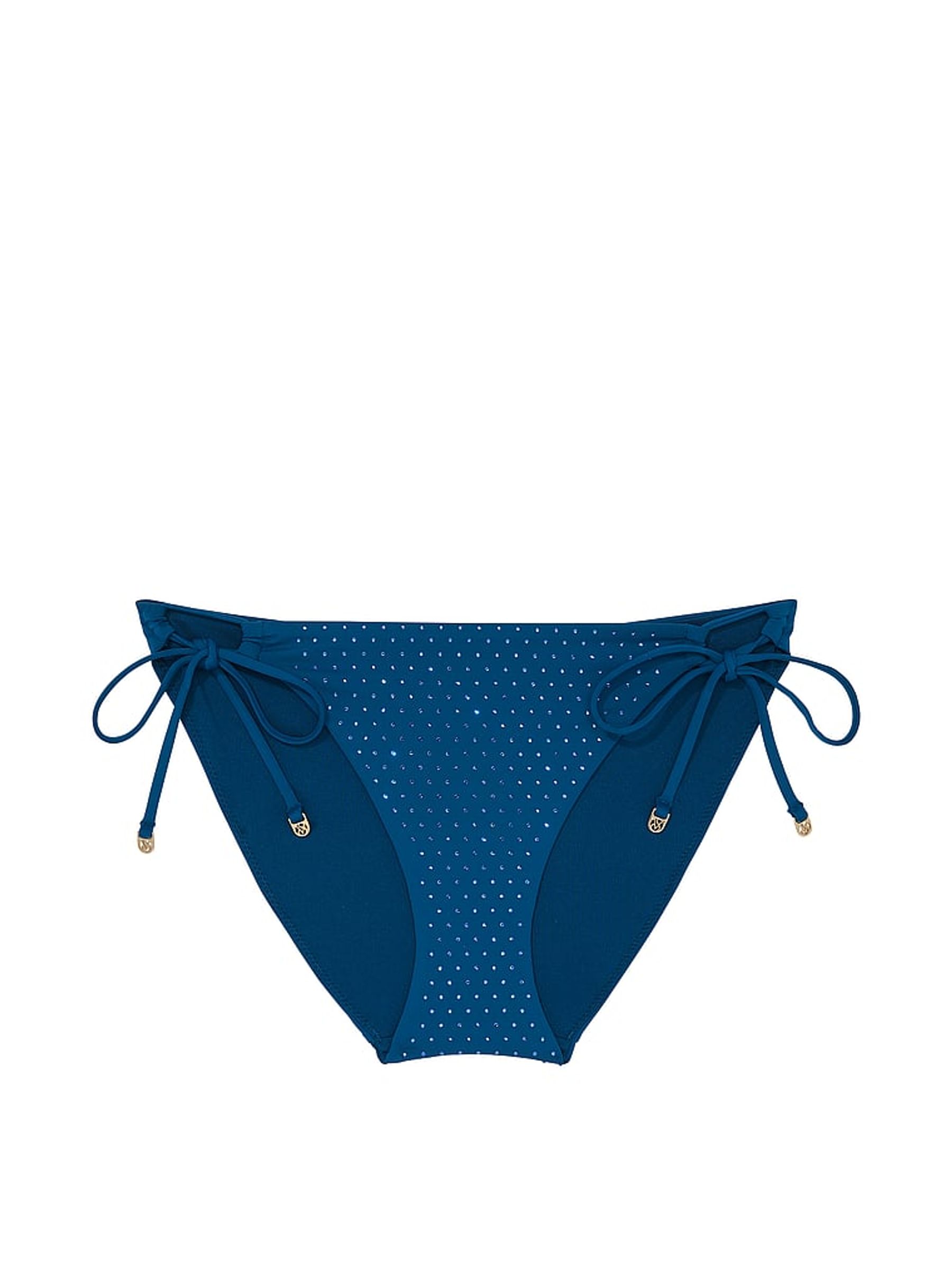 Sapphire Blue Diamante Tie Side Bikini Bottoms - Image 3 of 3