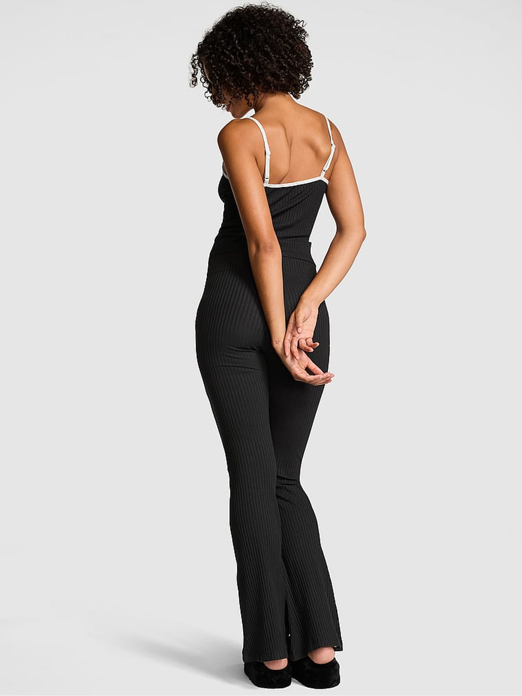 Black Ribbed Pyjama Set - Image 2 of 3