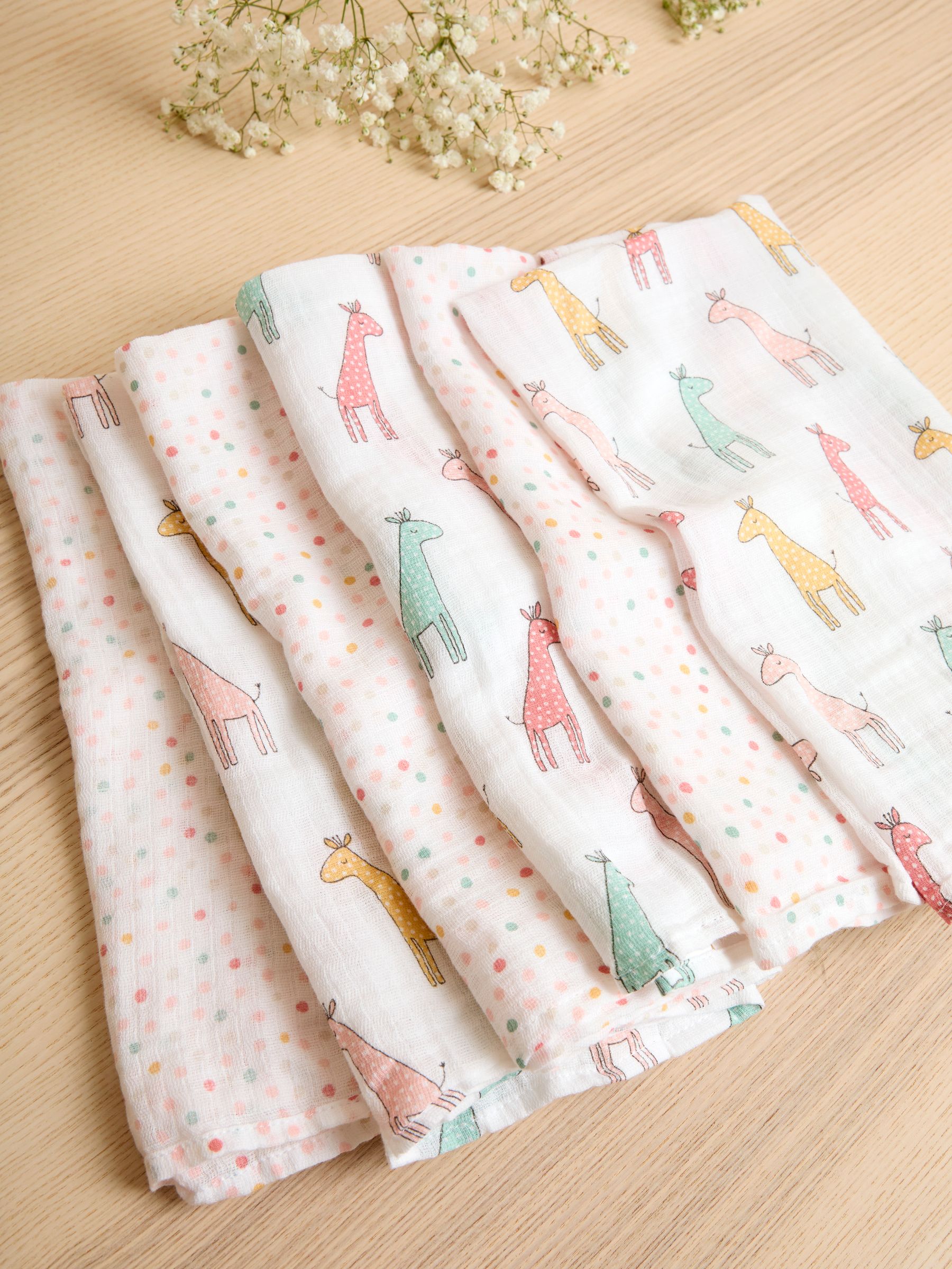 6-Pack Pink Giraffe Muslin | JoJo Maman Bébé