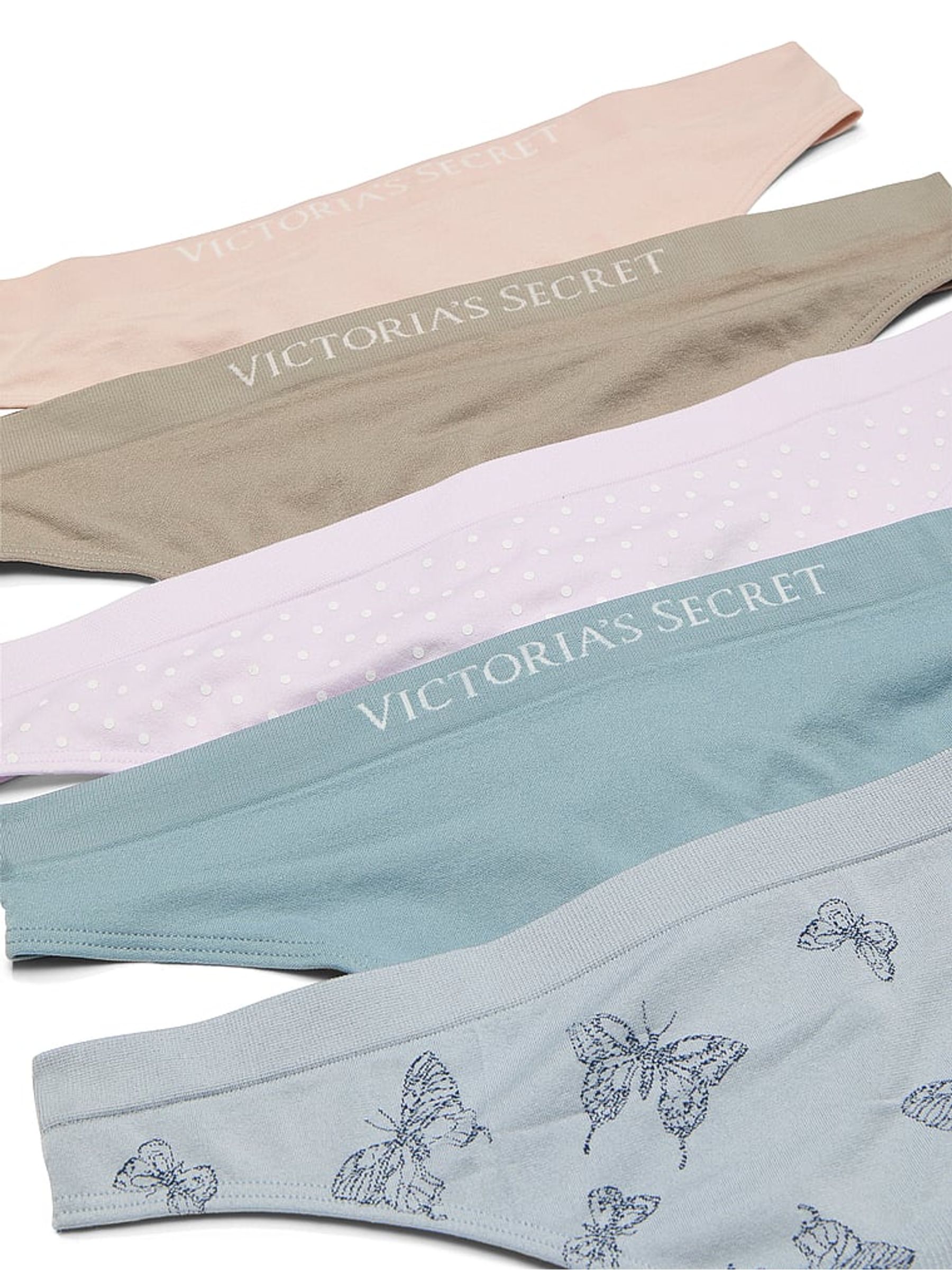 Nude/Green/Purple/Blue Thong 5 Pack Knickers - Image 2 of 4