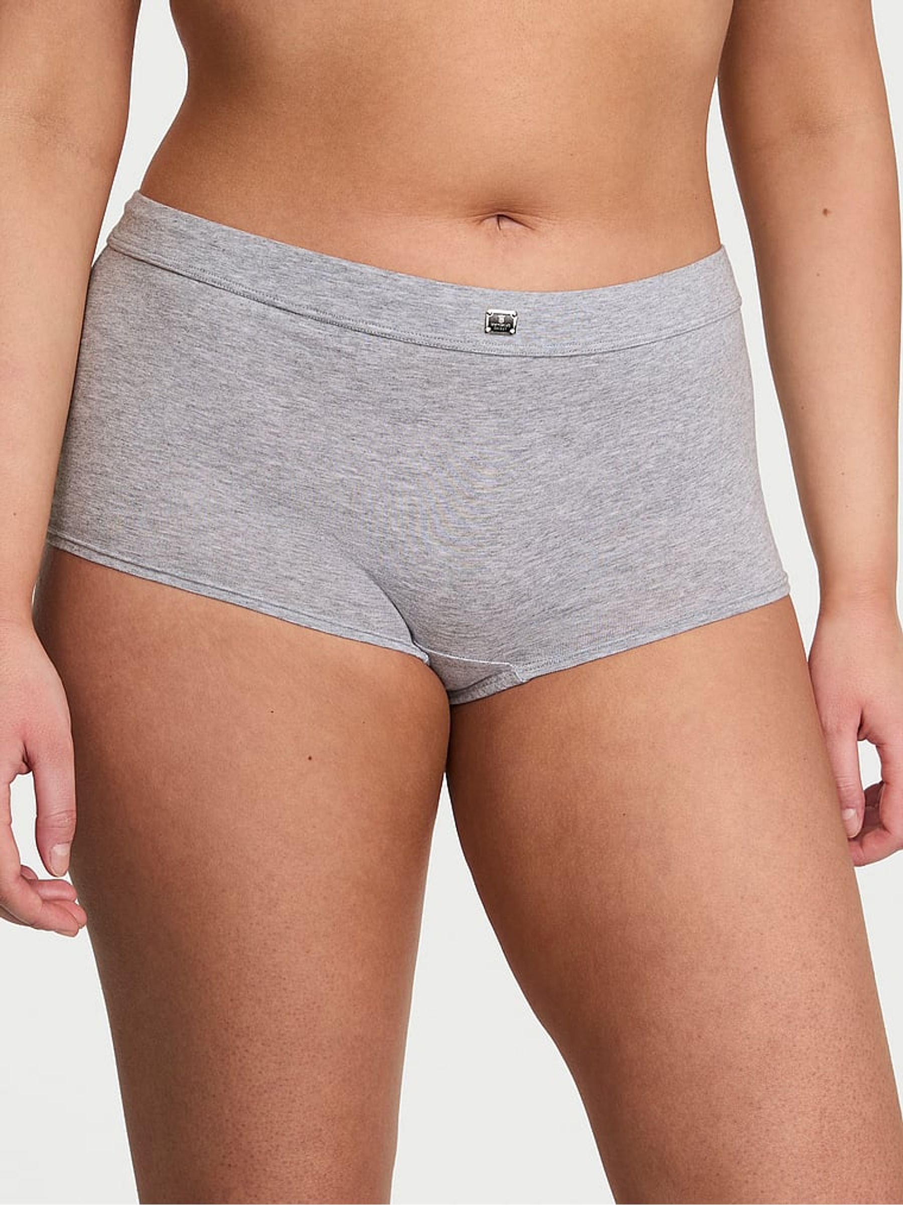 Grey Heather Short Cotton Logo Knickers - Image 1 of 3